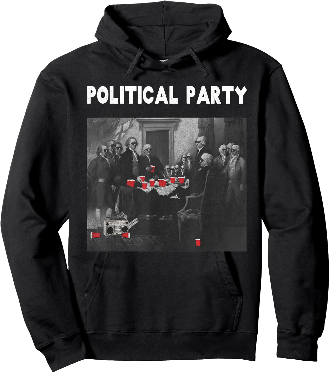 Funny Beer Drinking Founding Fathers Political Party Gift Hoodie - Hoodie | Black