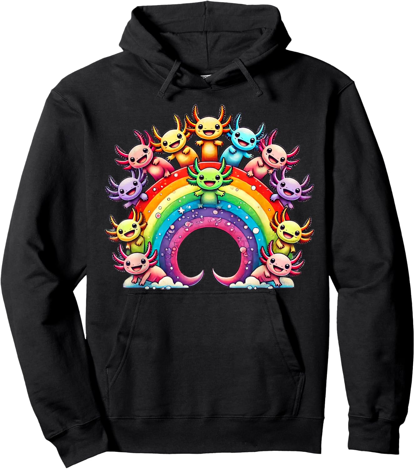 Rainbow Axolotls Kawaii Axolotl Hoodie - Hoodie | Black