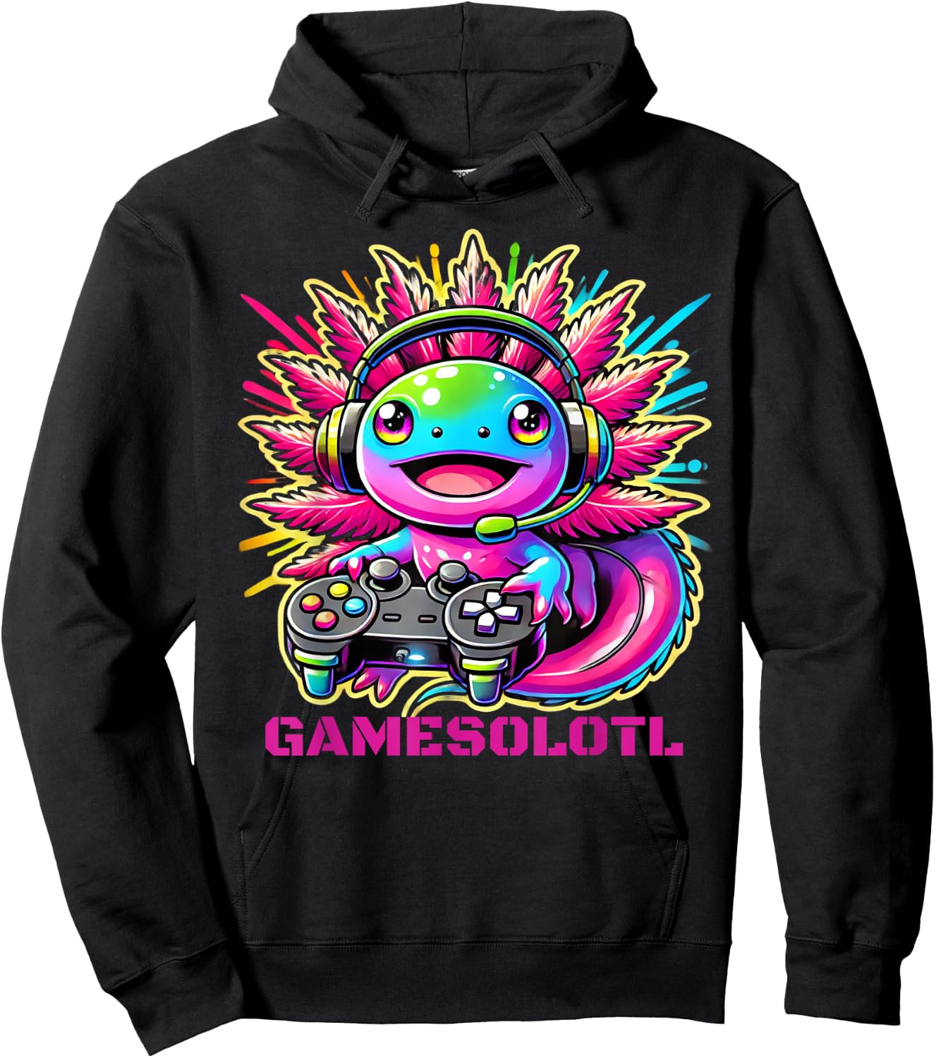 Gamesolotl Axolotl Gamer Cute Anime Kawaii Boys Girls Hoodie - Hoodie | Black