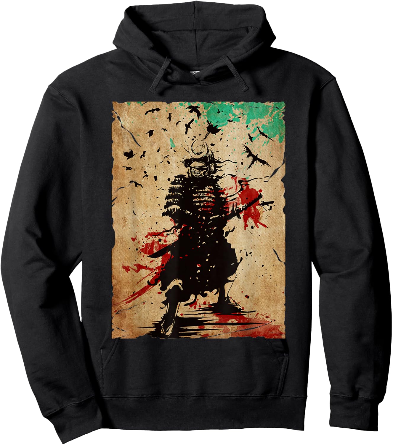 Japanese Vintage Samurai Fighter Retro Art Design Hoodie - Hoodie | Black