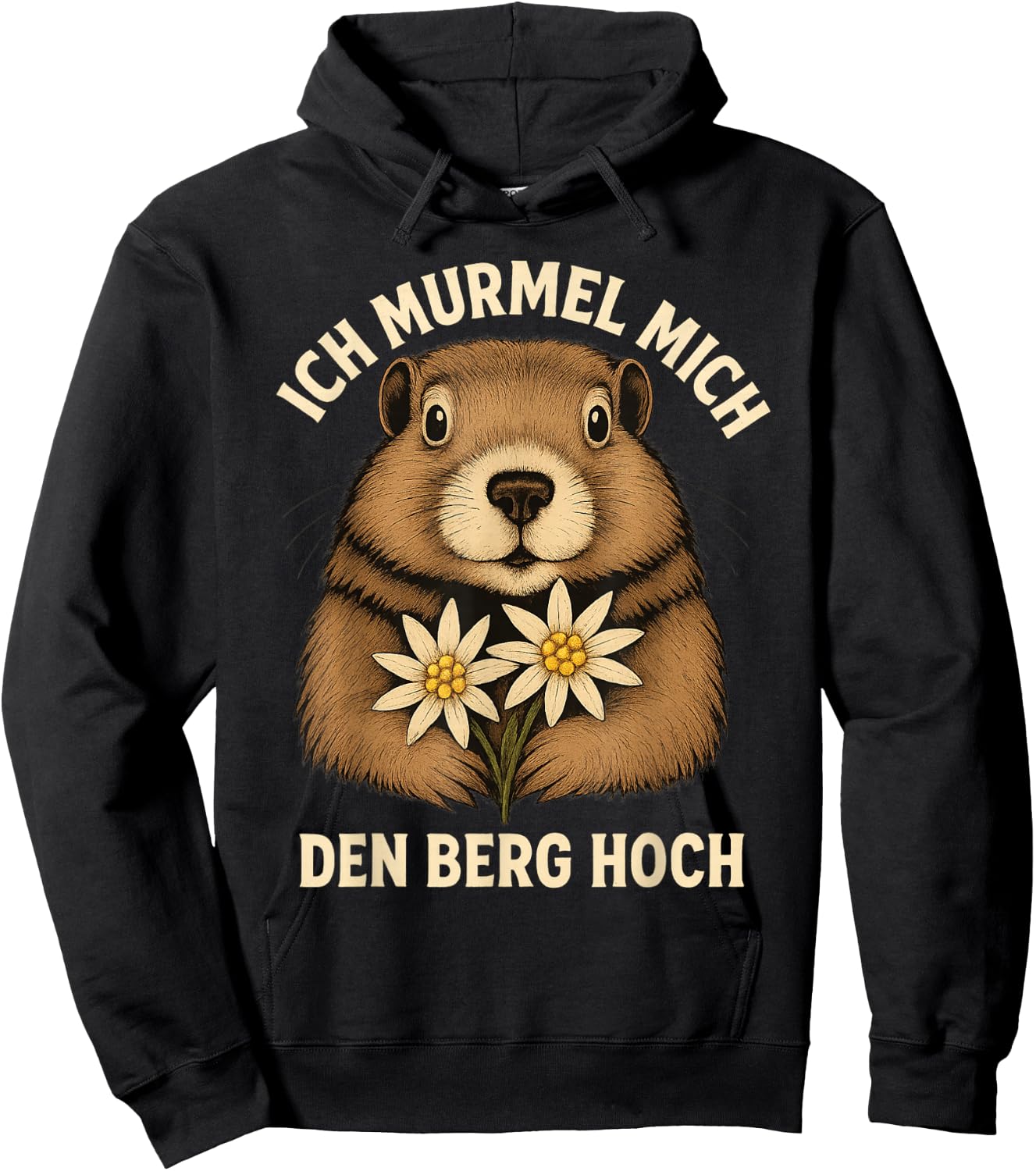 Ich Murmel Mich Den Berg Hoch Lustiges Murmeltier Edelweiß Hoodie - Hoodie | Black
