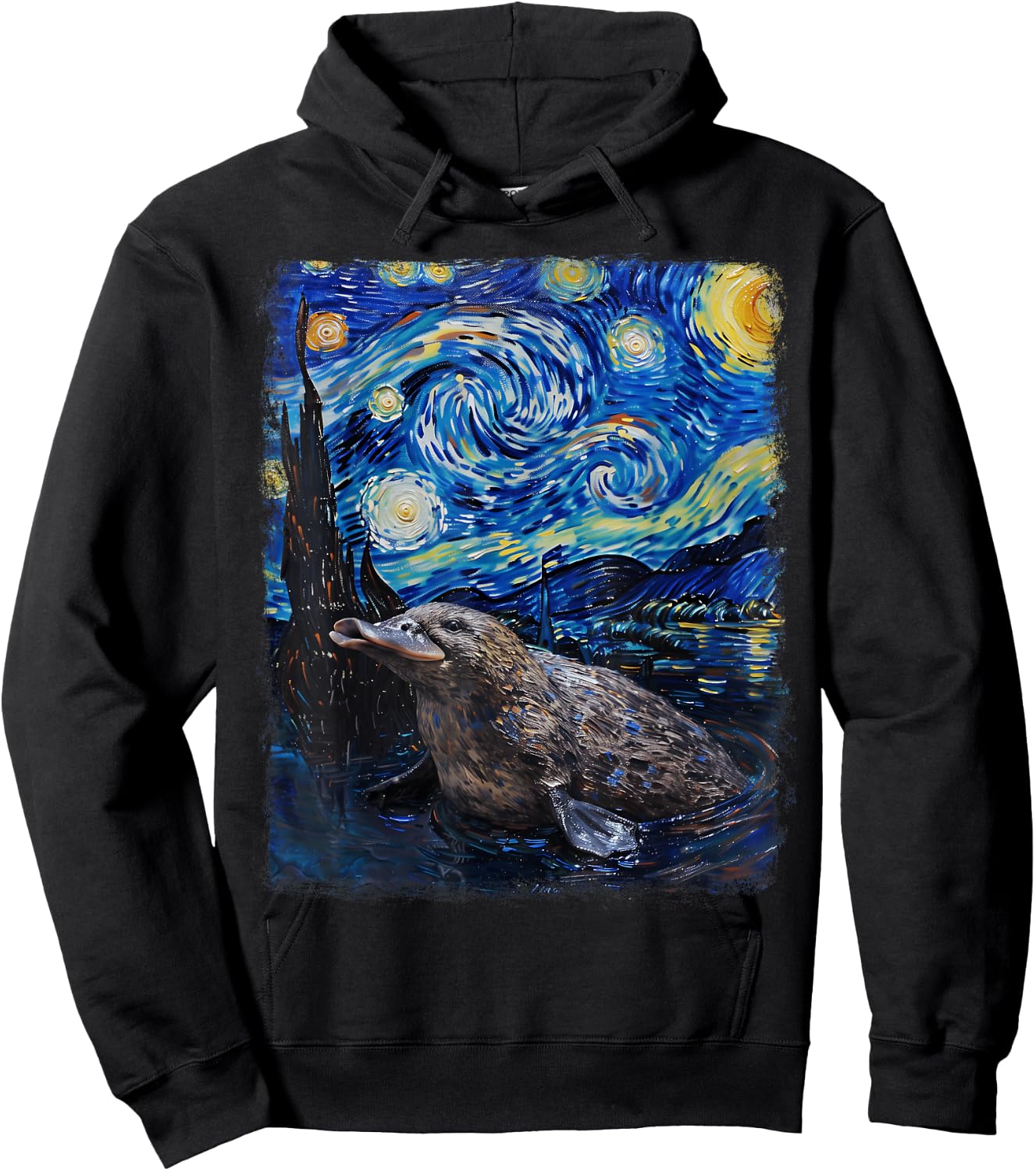 Platypus Starry Night Painting Hoodie - Hoodie | Black