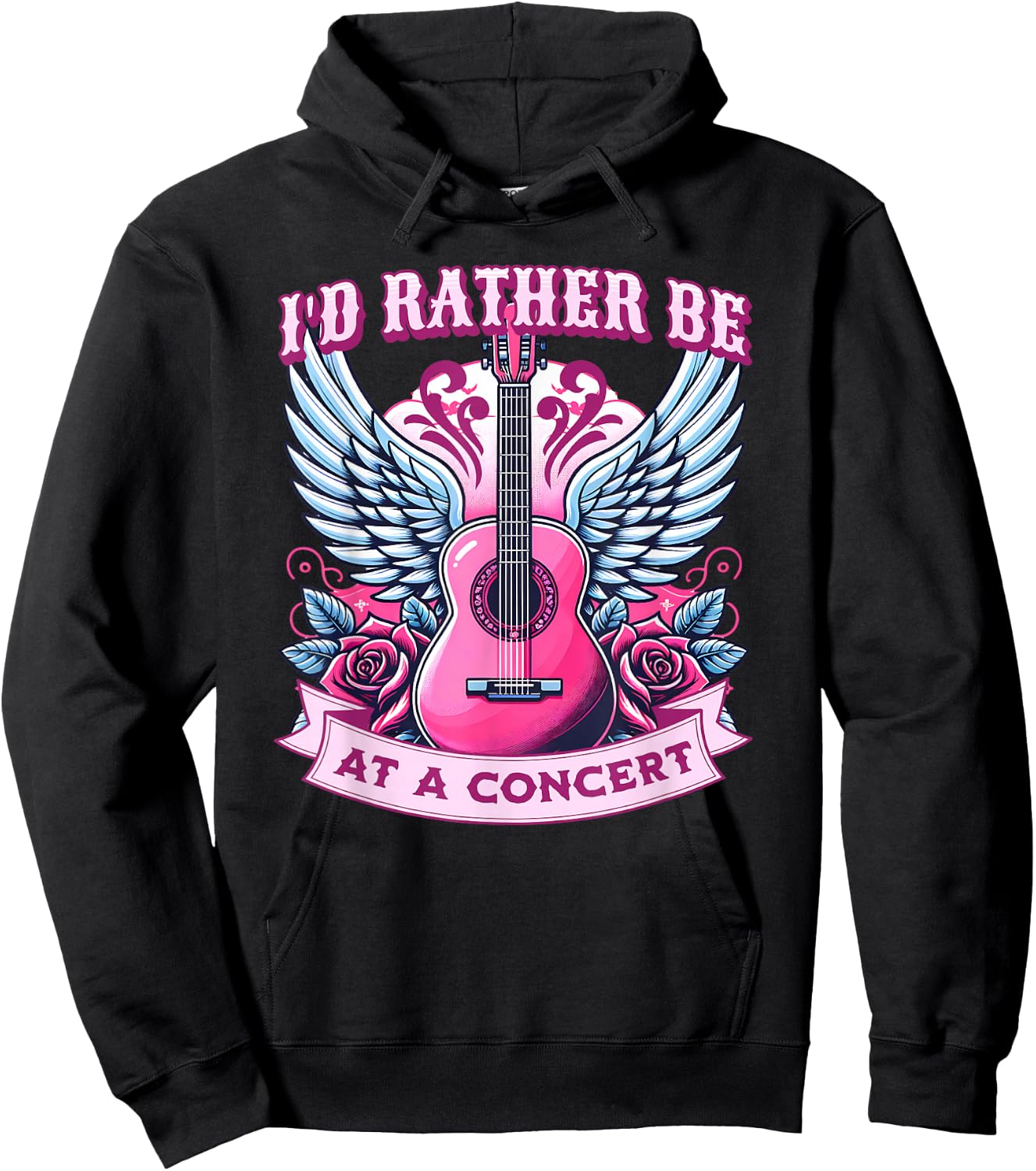 Id Rather Be At A Concert Music Lover Band Festival Guitar Hoodie - Hoodie | Black