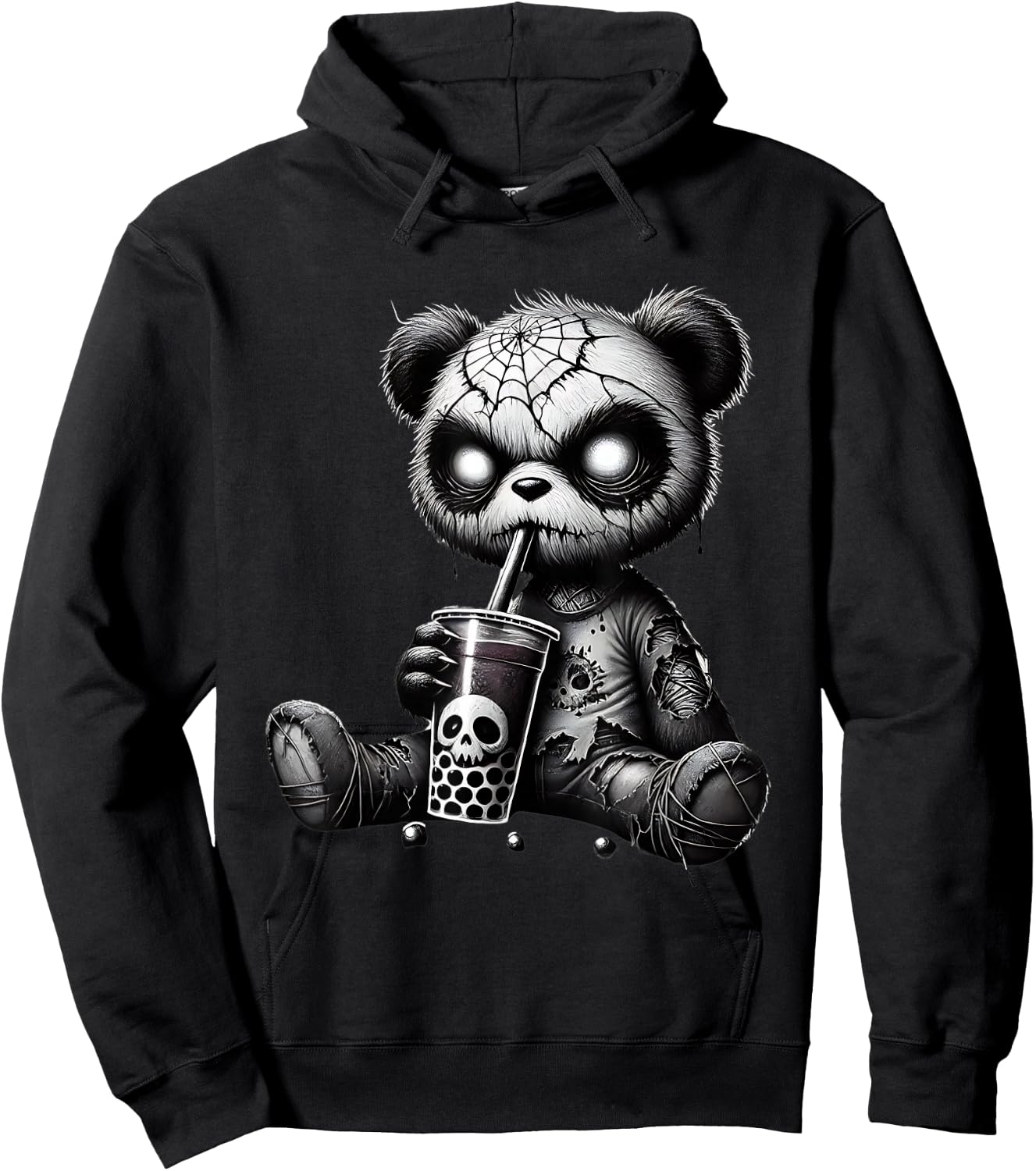 Creepy Panda Bubble Tea Halloween Hoodie - Hoodie | Black