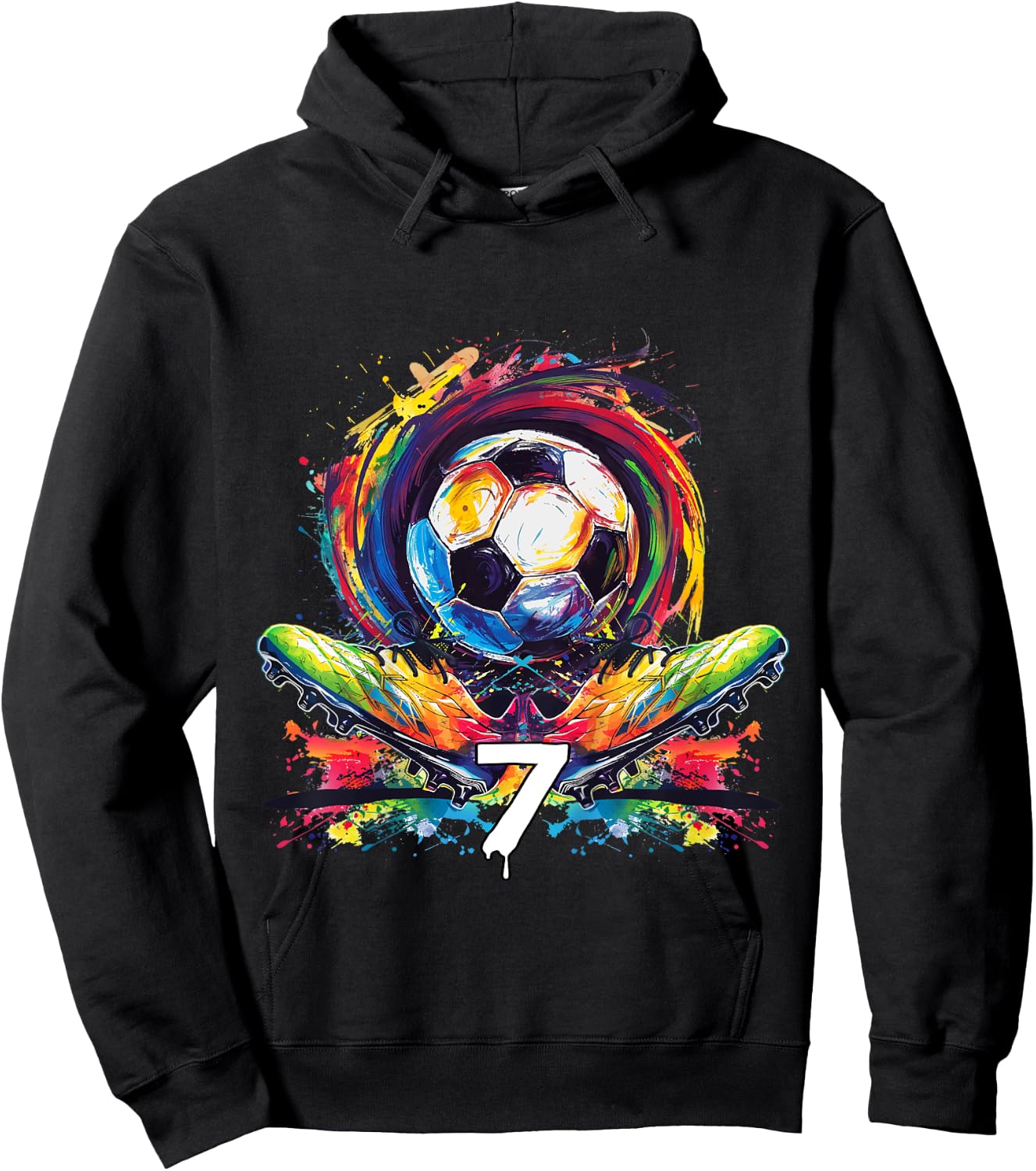 Children's 7th Birthday Boy 7 Years Football Gift , black Hoodie - Hoodie | Black