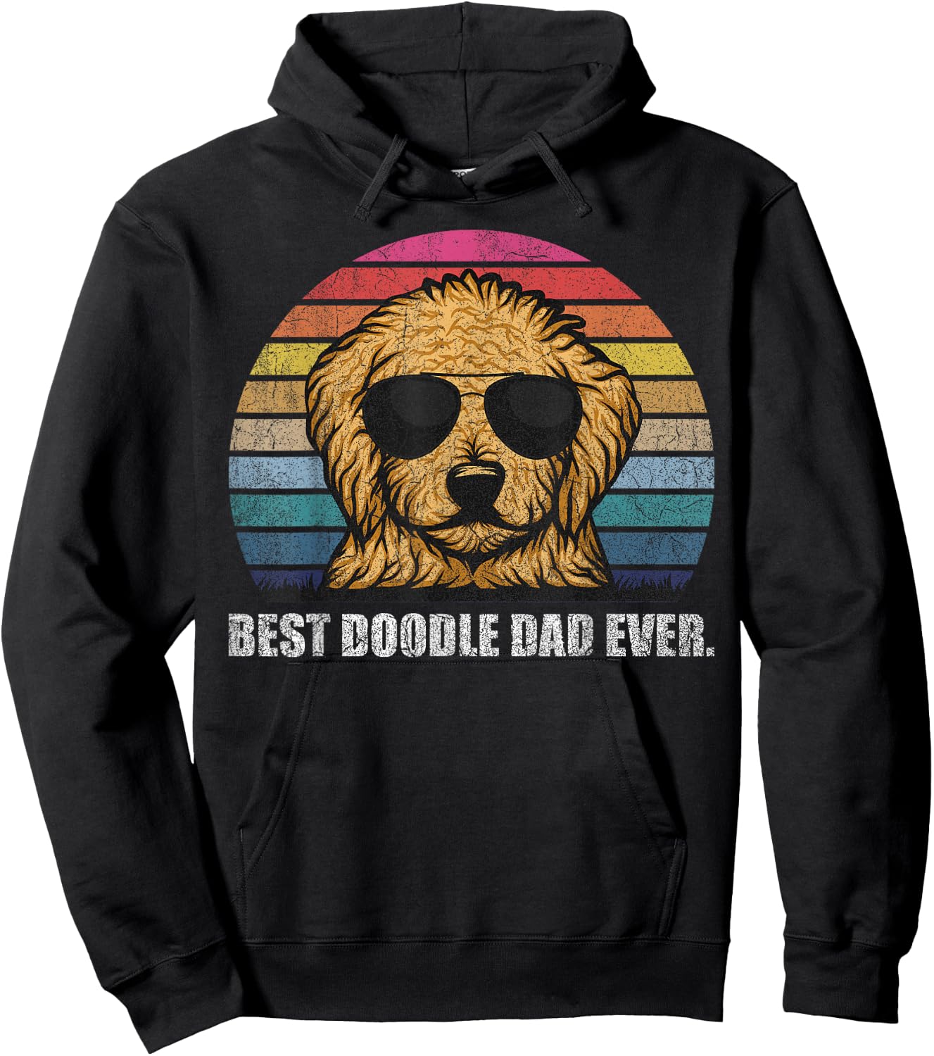 Best Doodle Dad Ever Shirt Vintage Retro Goldendoodle Dad Hoodie - Hoodie | Black
