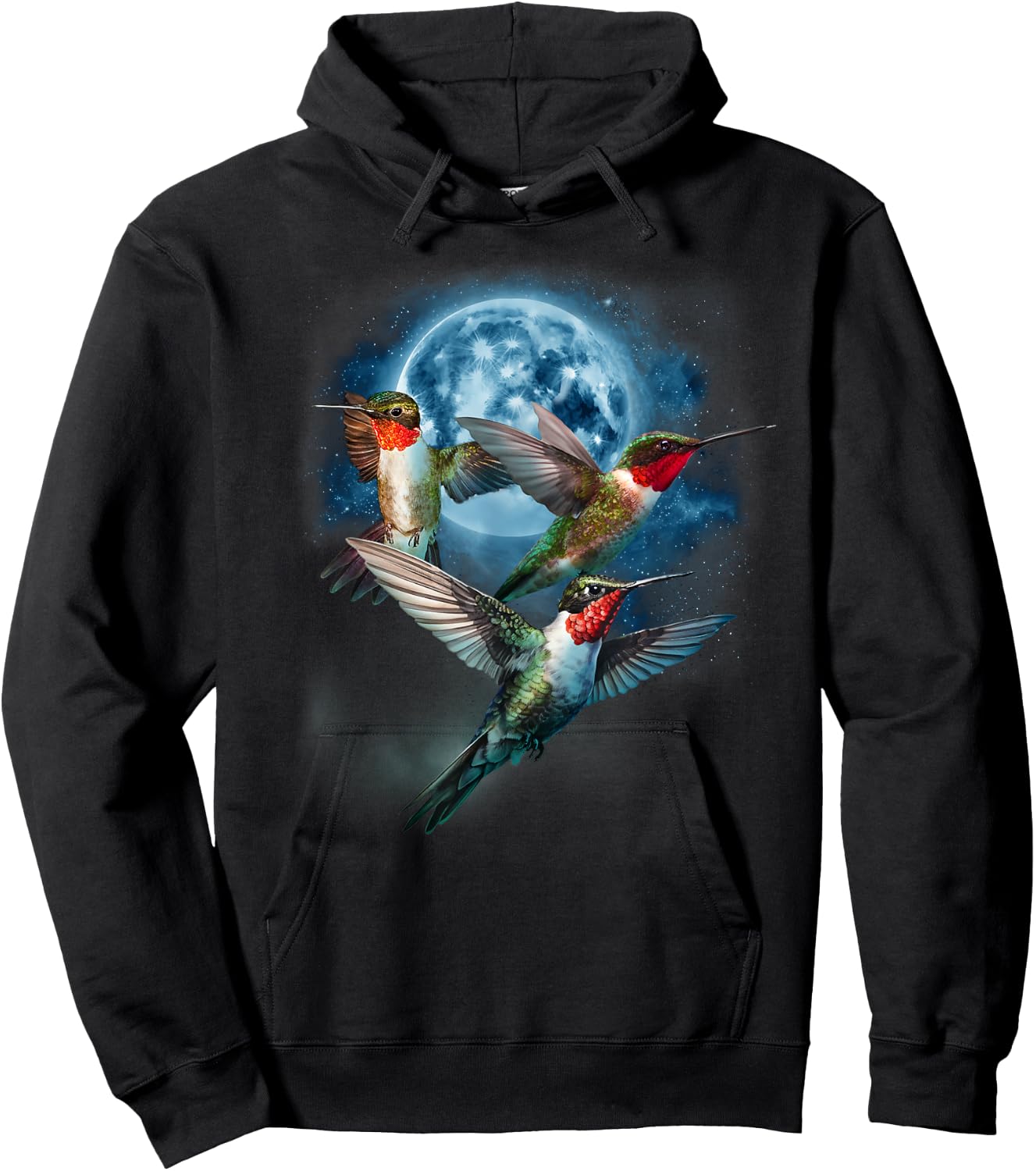 Hummingbird Shirt - Howling at the Moon Hummingbird Hoodie - Hoodie | Black