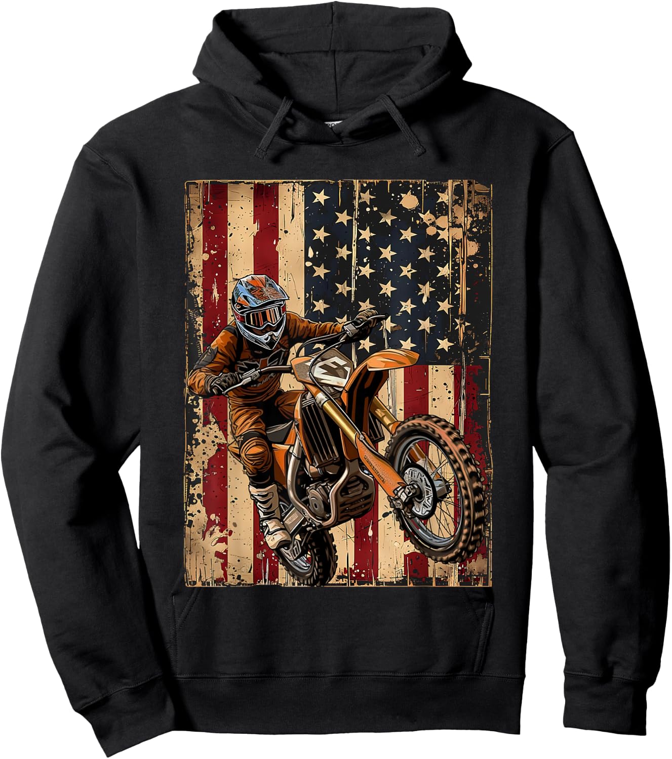 BASBO -Kids American Flag Dirt Bike Motocross Hoodie - Hoodie | Black