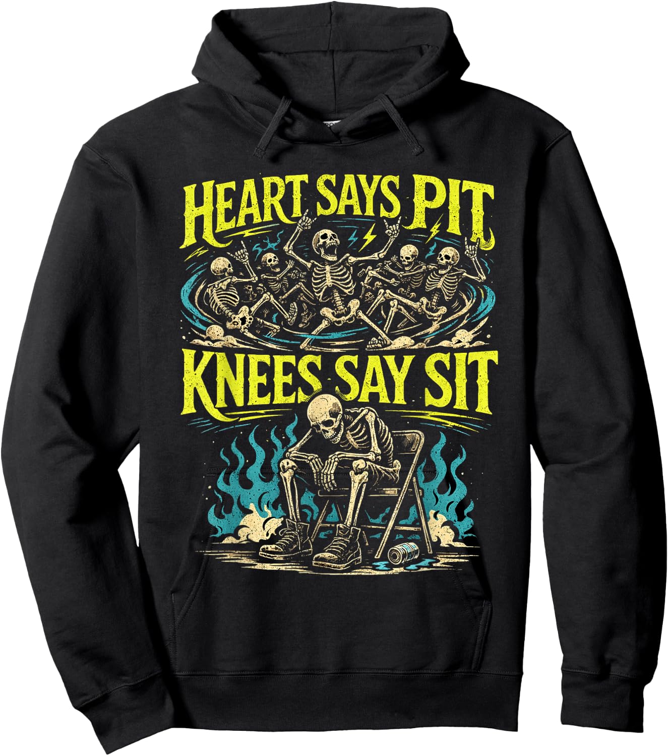 Heart Says Pit Knees Say Sit Skelett Lustiger Spruch Zitat Hoodie - Hoodie | Black