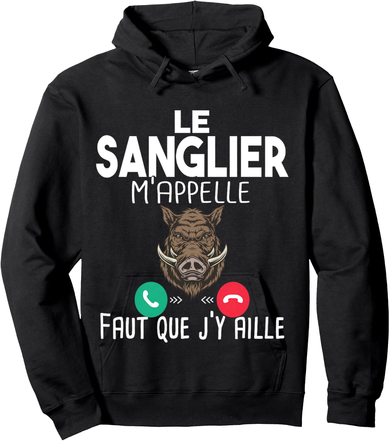Boar Hunting Hunting Man Gift Humour Rifle Call Long Handle Hoodie - Hoodie | Black
