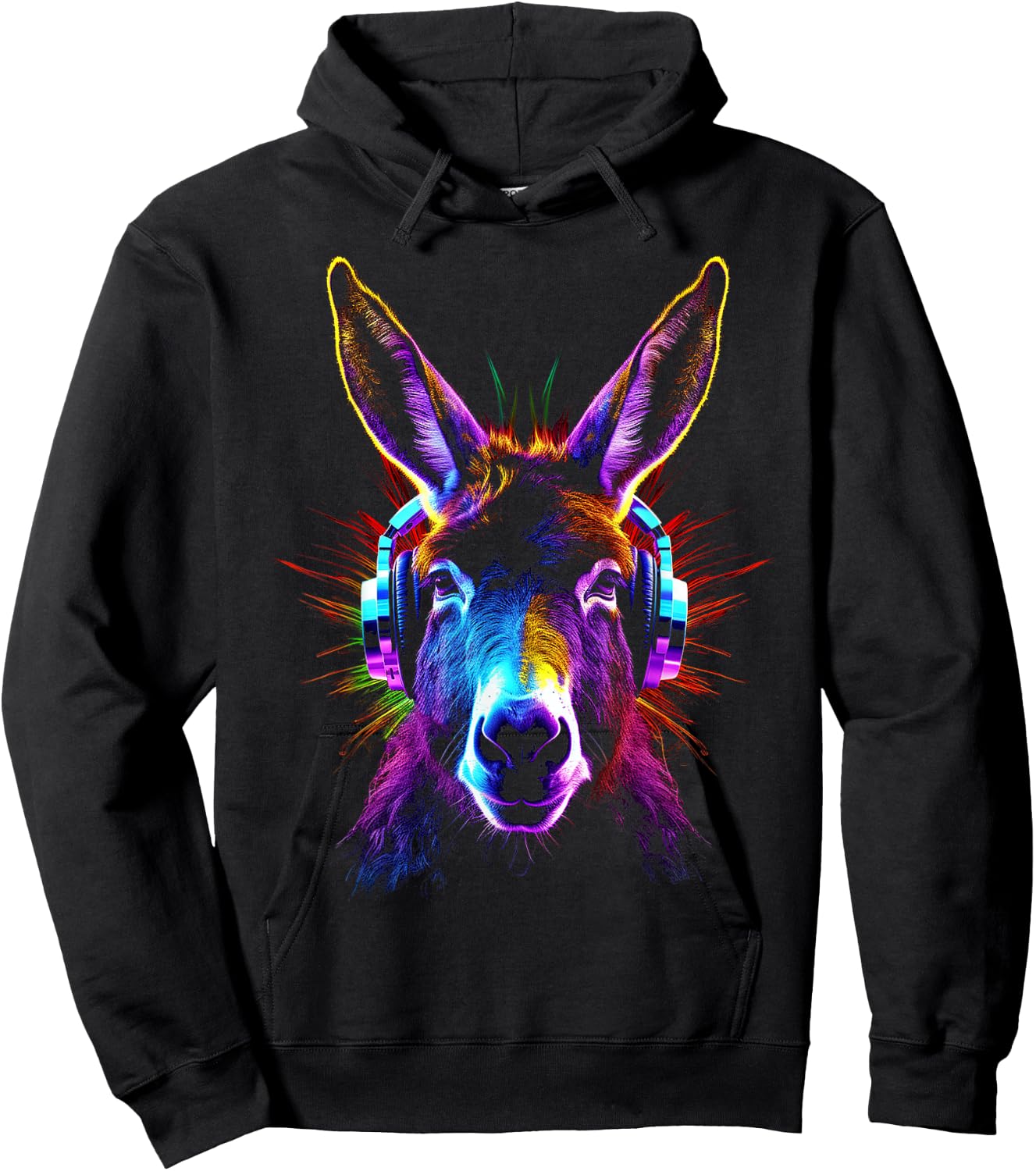 Esel Kopfhörer Tiermotiv Musik Kunst Esel Hoodie - Hoodie | Black