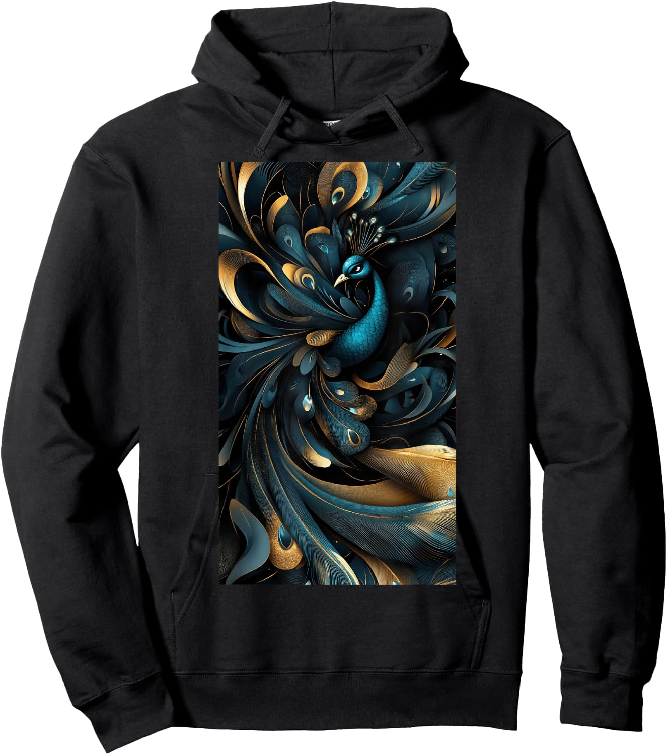 Peacock Feather Peacock art Colors Bird Abstract Hoodie - Hoodie | Black