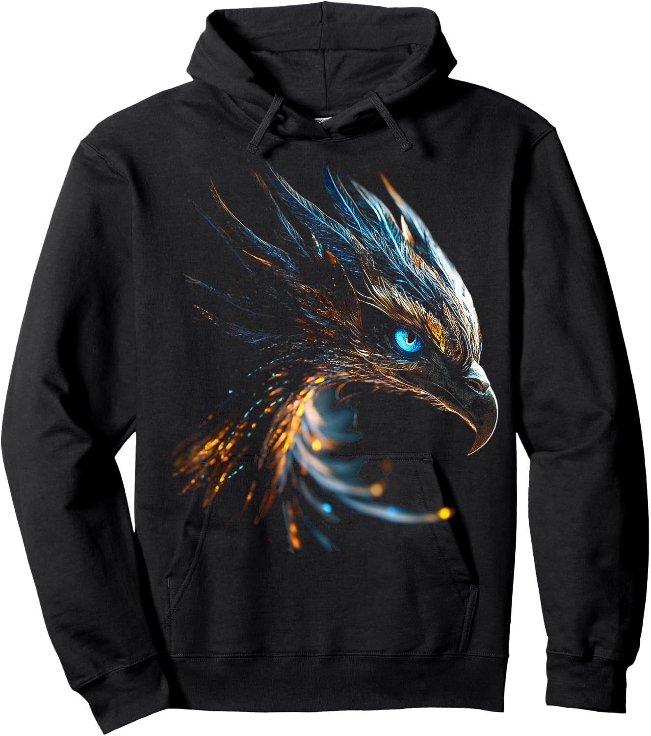 Phoenix Mythical Motif Fantasy Art Blue Eyes Phoenix , black Hoodie - Hoodie | Black