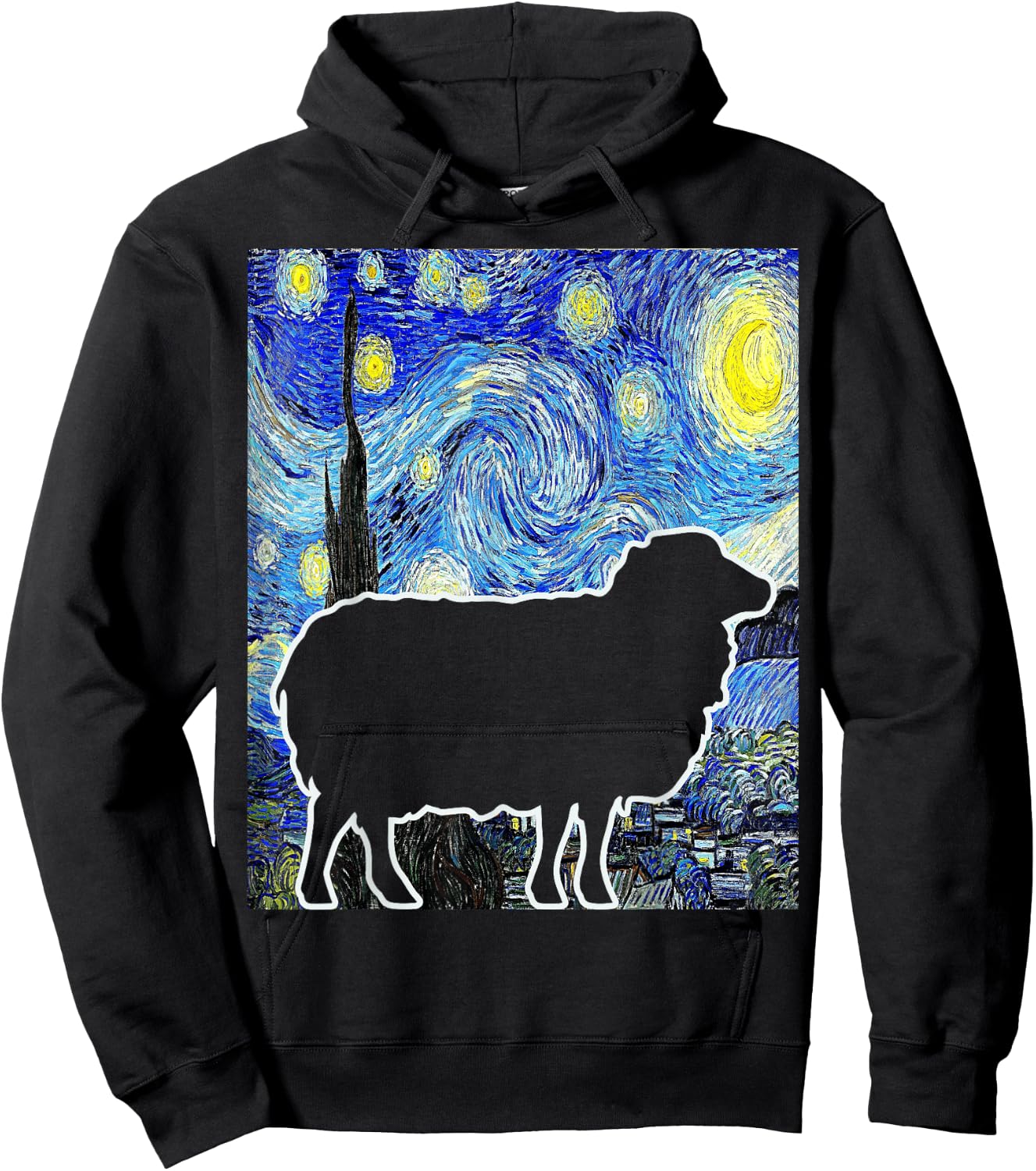 Sheep Starry Night Van Gogh Funny Sheep Farmer Lamb Hoodie - Hoodie | Black