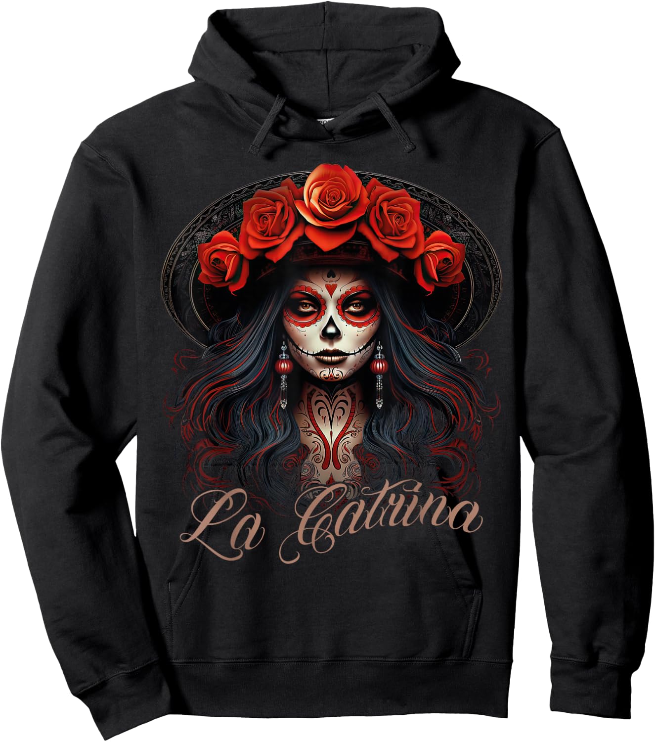 La Catrina Cool Dia De Los Muertos Design La Catrina , black Hoodie - Hoodie | Black