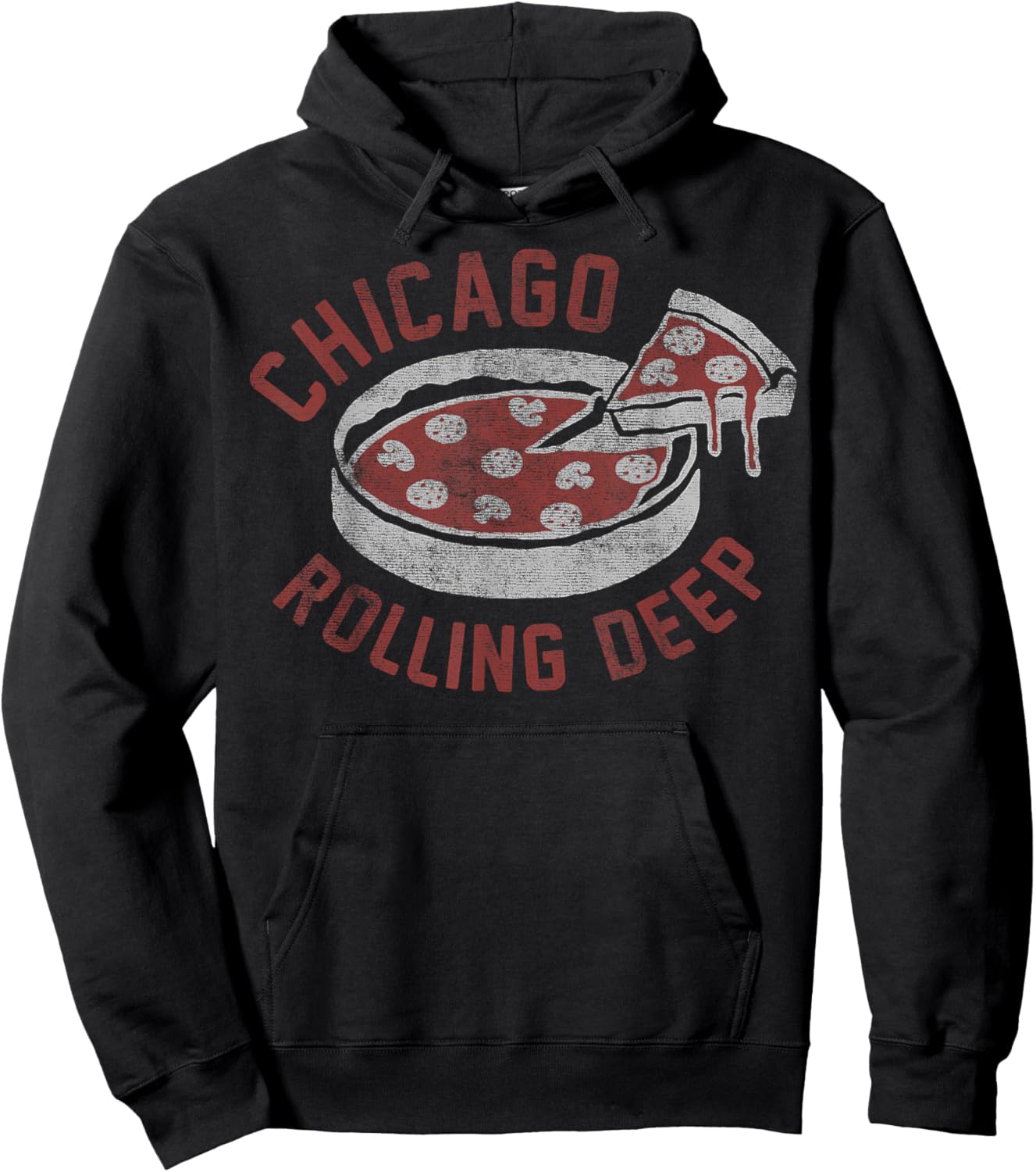 Chicago Rolling Deep Dish Pizza Vintage Hoodie - Hoodie | Black