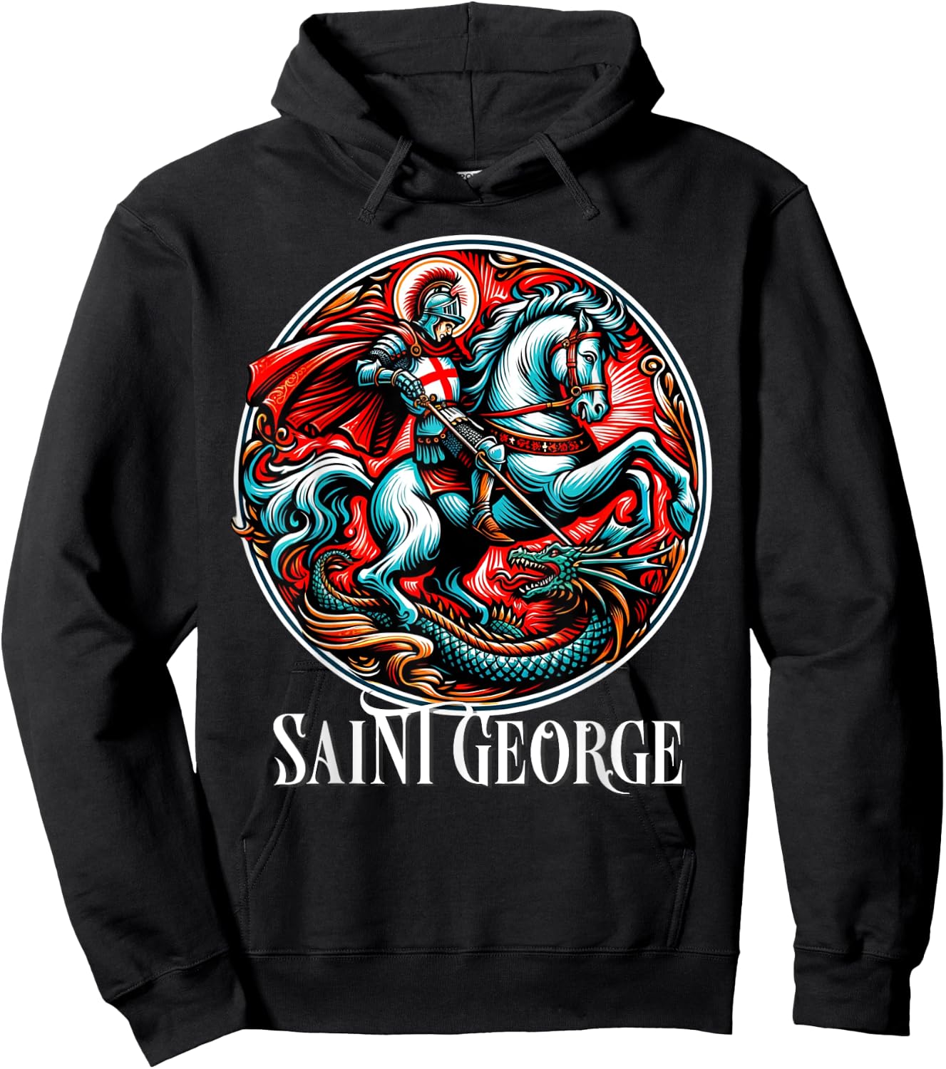 Saint George and the Dragon England Catholic Hoodie - Hoodie | Black