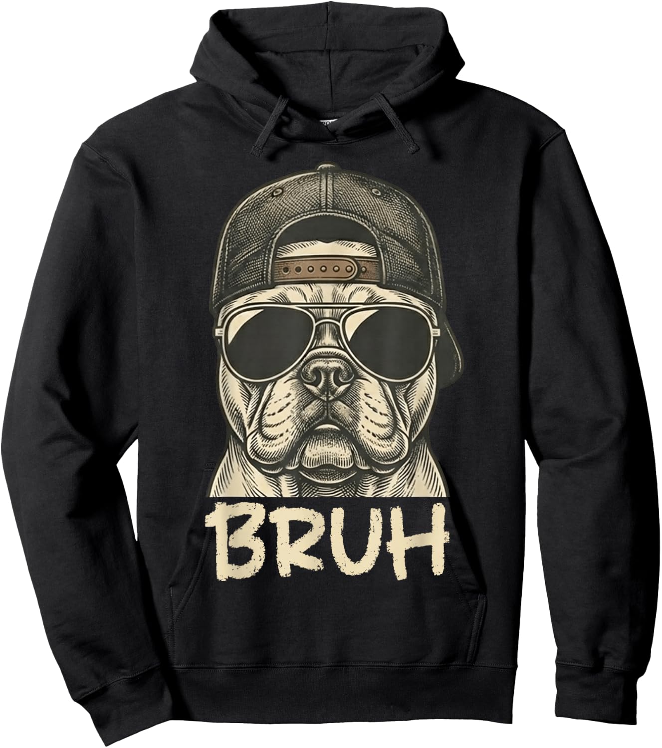 French Bulldog Sunglasses Bruh. Funny French Bulldog Lover Hoodie - Hoodie | Black