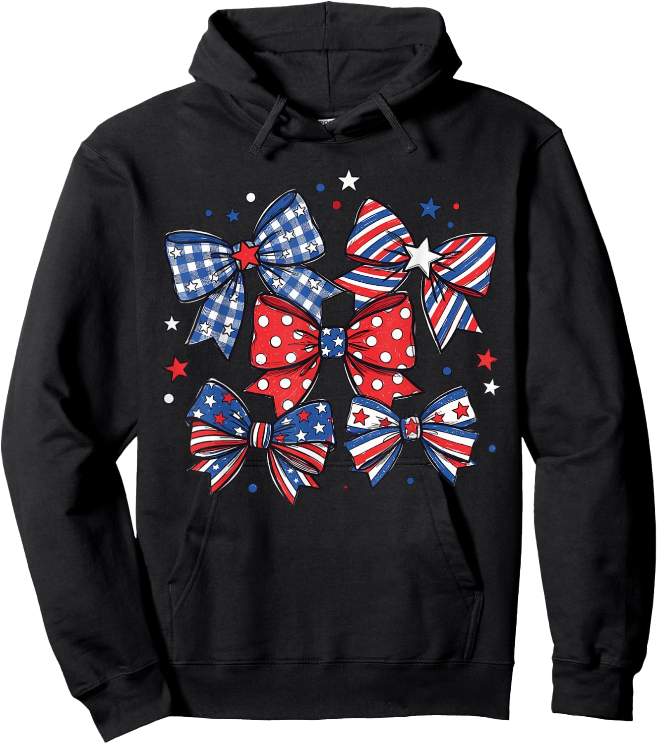 Red White and Blue Patriotic Shirts , USA Flag Bows Hoodie - Hoodie | Black