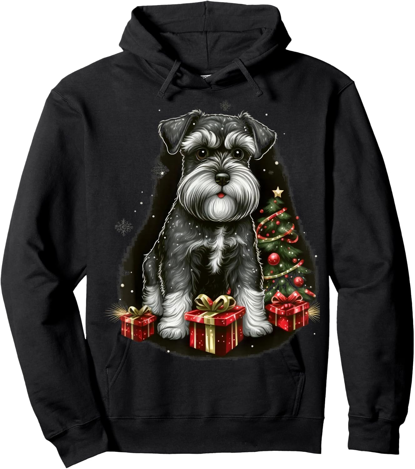 Xmas Dwarf Schnauzer Santa on Christmas Miniature Schnauzer Hoodie - Hoodie | Black