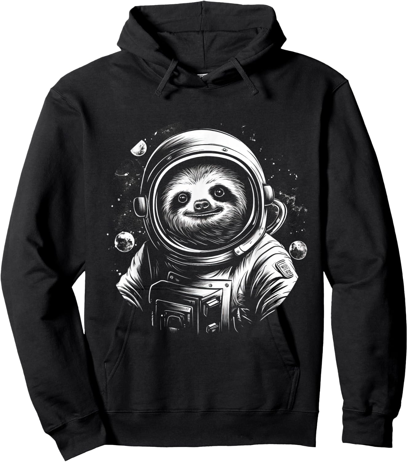 Iconic Sloth Astronaut in Astronautsuit in Space Hoodie - Hoodie | Black
