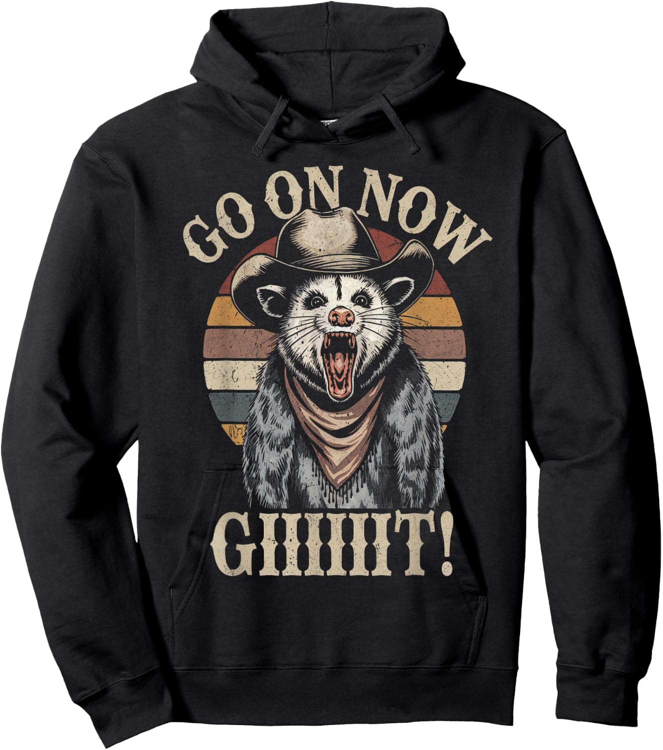 Go On Now Git Western Rode Vintage Cowboy Opossum Cowboy Hoodie - Hoodie | Black
