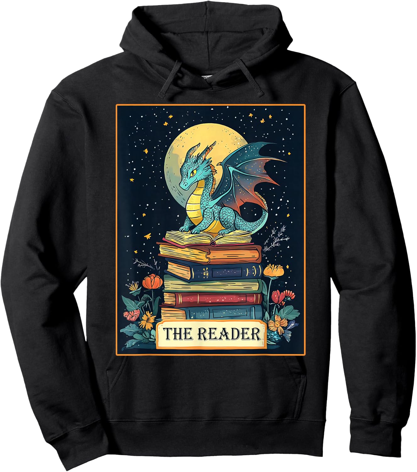 Book Dragon The Reader Tarot Romantasy Book Lover Bookish Hoodie - Hoodie | Black
