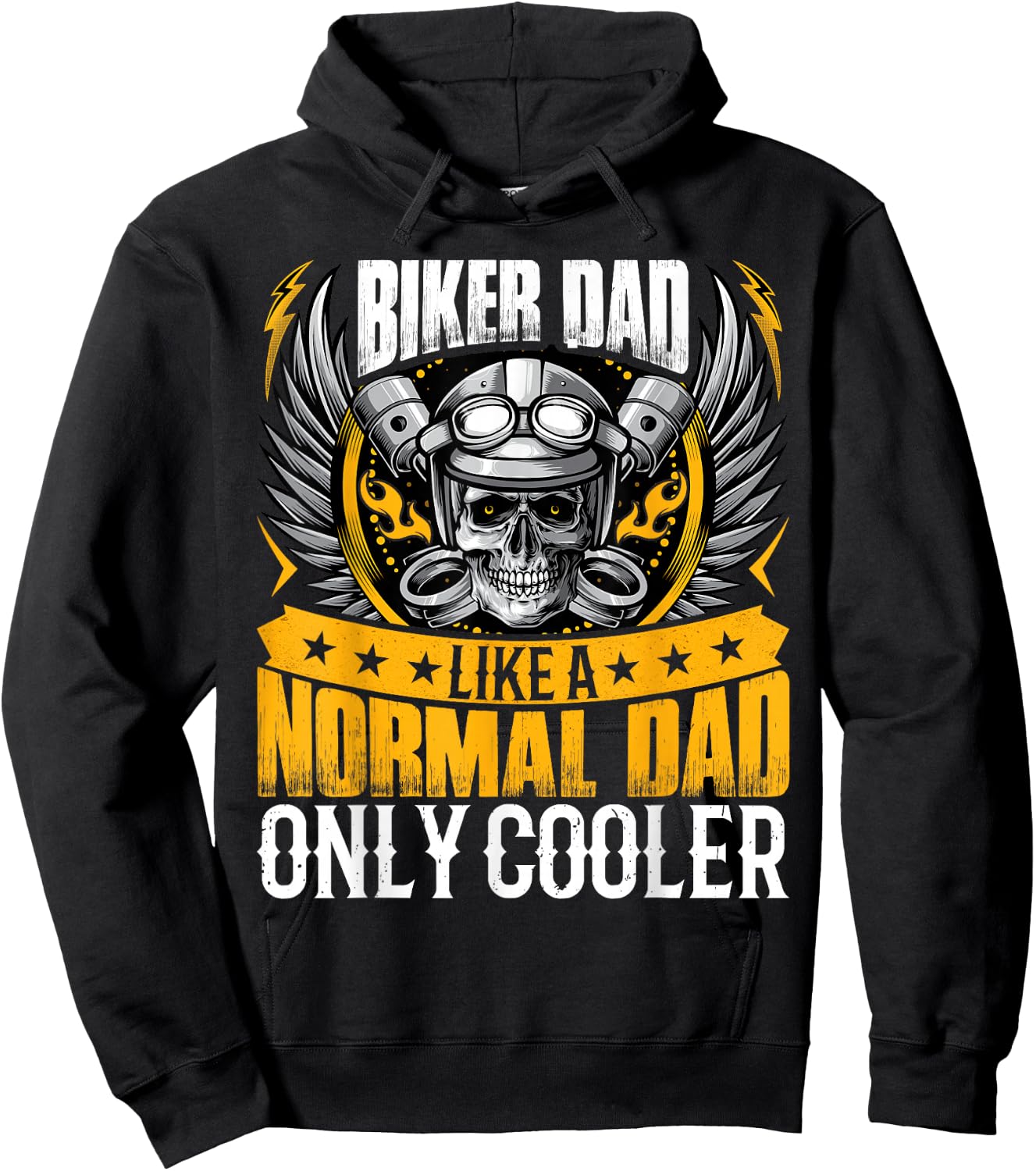 Biker Dad Like a Normal Dad Motorcycle Rider Dad Fathers Day Hoodie - Hoodie | Black