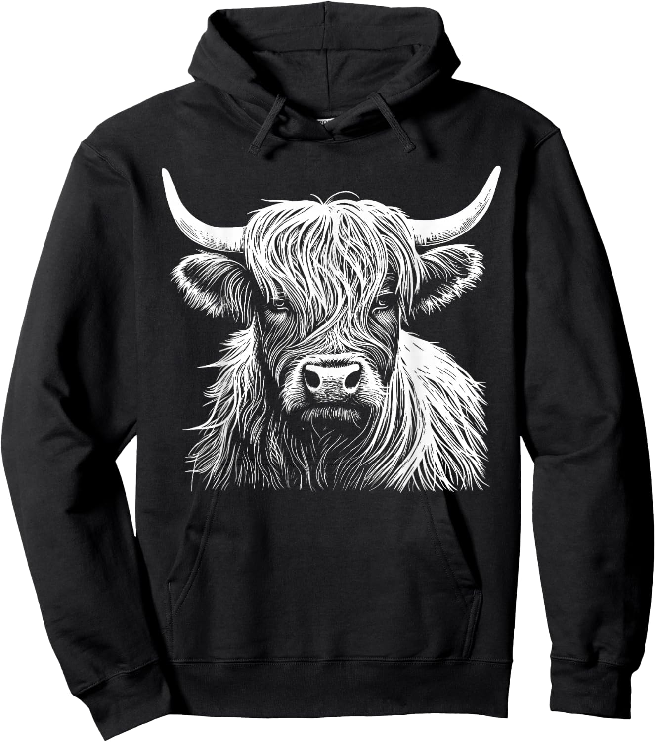 Highland Cow Scotland Scottish Fluffy Cow Cute Highland Coo Hoodie - Hoodie | Black