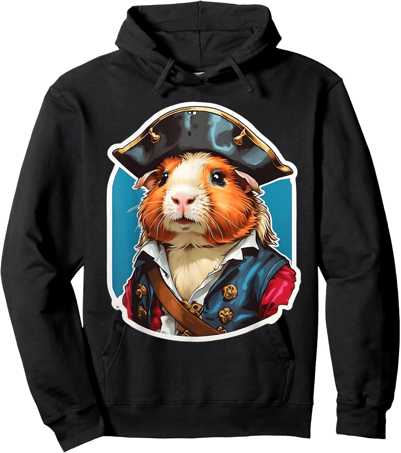 Guinea Pig Pirate Design - Adorable Pet in Pirate Attire Hoodie - Hoodie | Black
