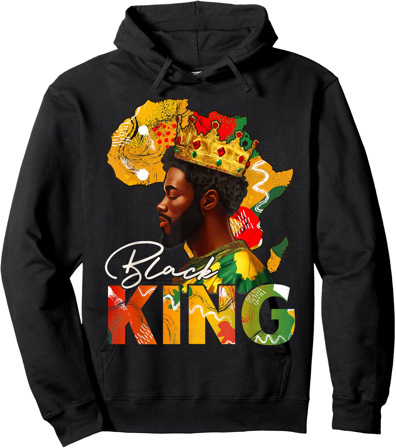 Black King African American Melanin Afro Dad Black History Hoodie - Hoodie | Black