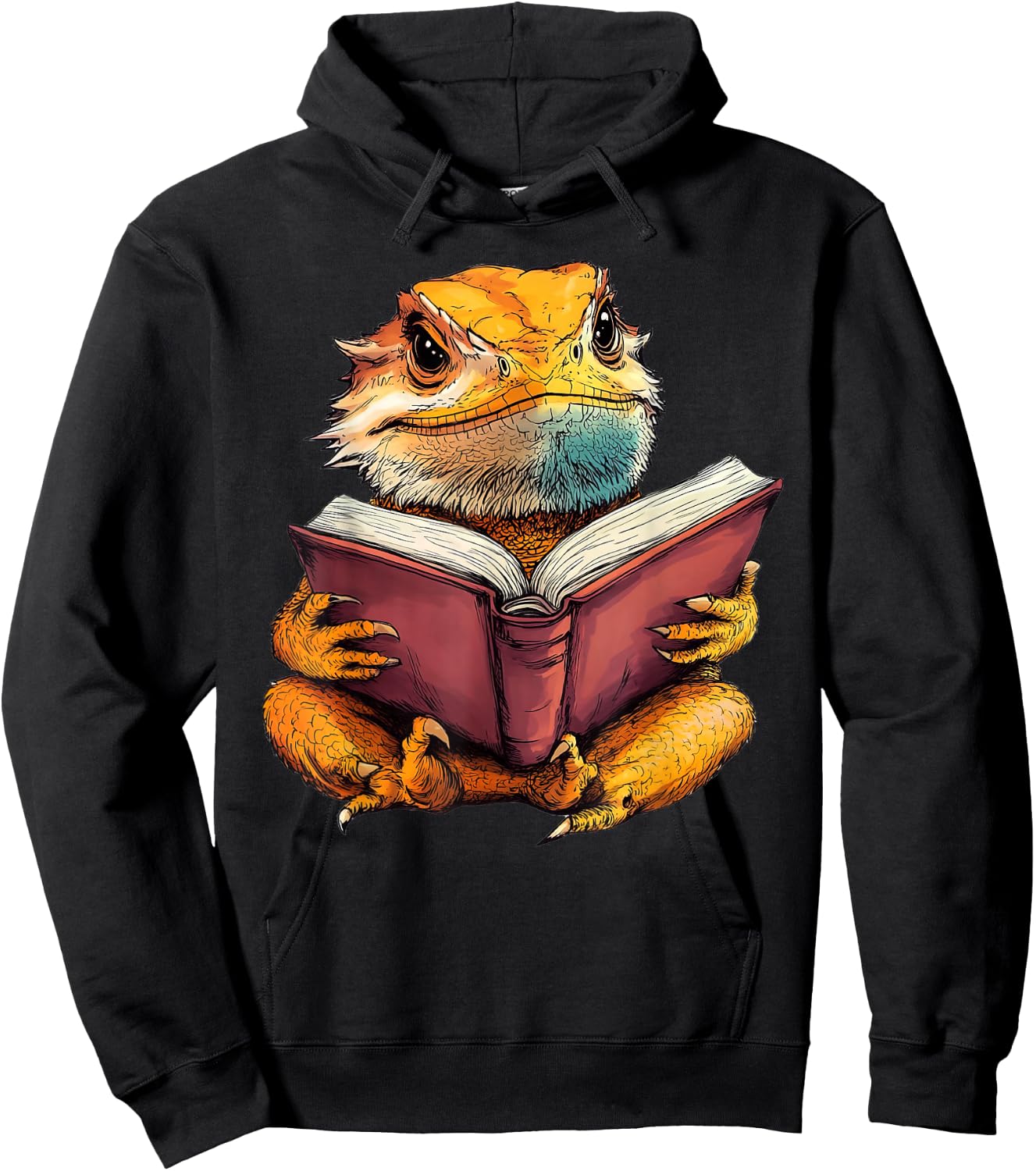 Cute Bearded Dragon Reading Book Hoodie - Hoodie | Black