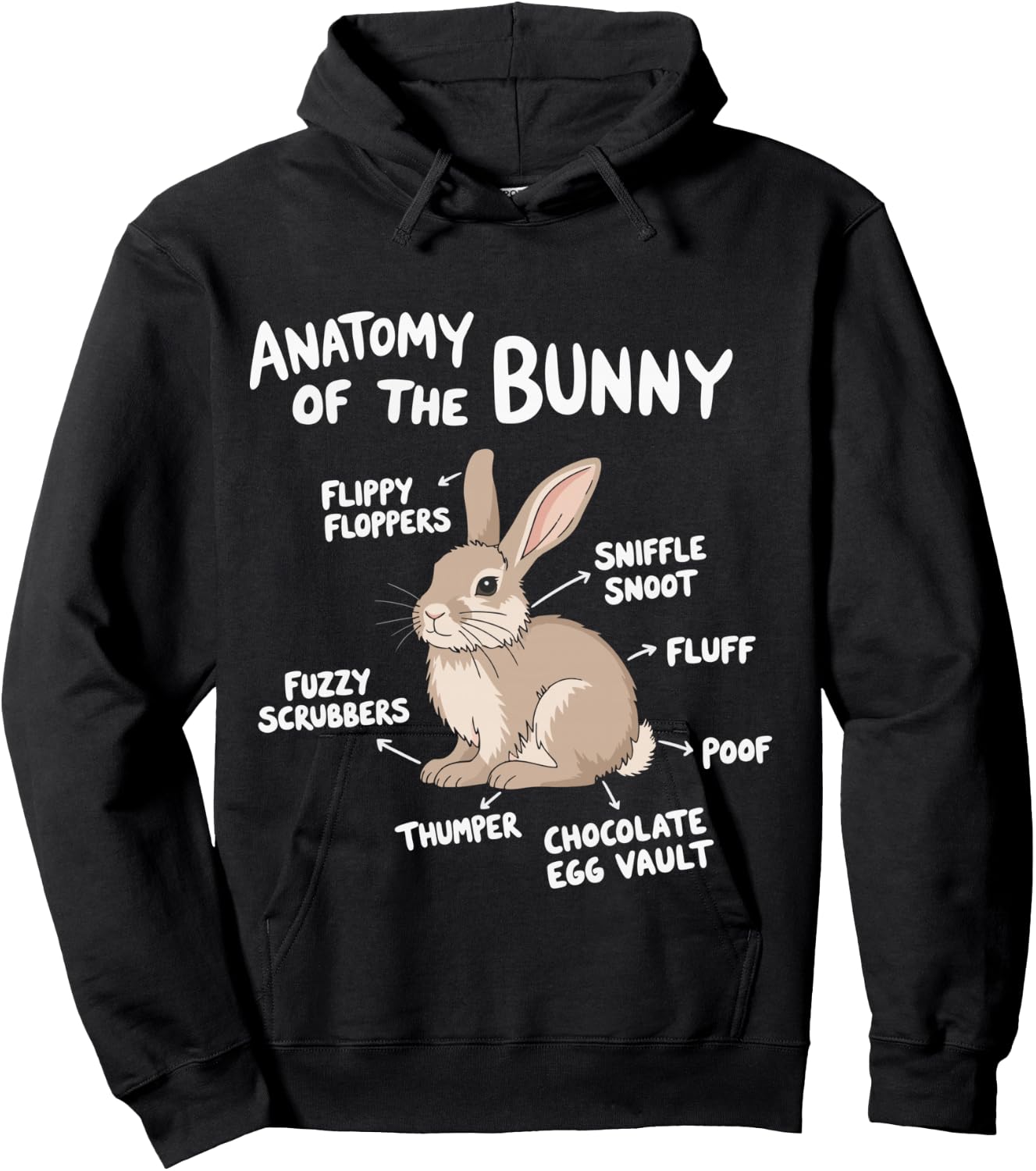 Rabbit Anatomy Bunny Lover Animal Pet Owner Hoodie - Hoodie | Black