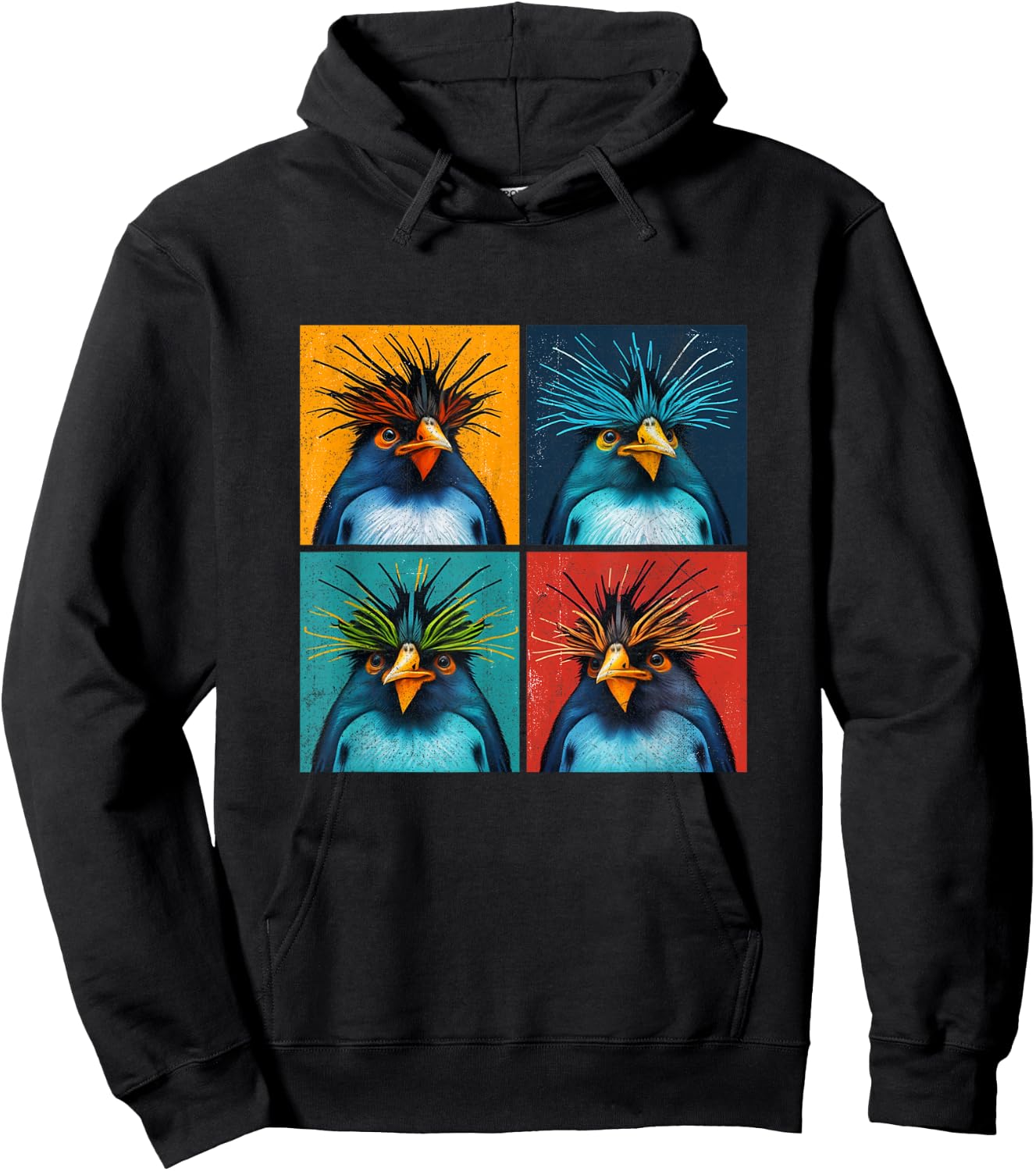Rockhopper Penguin Pop Art Design Illustration Colourful Men Hoodie - Hoodie | Black