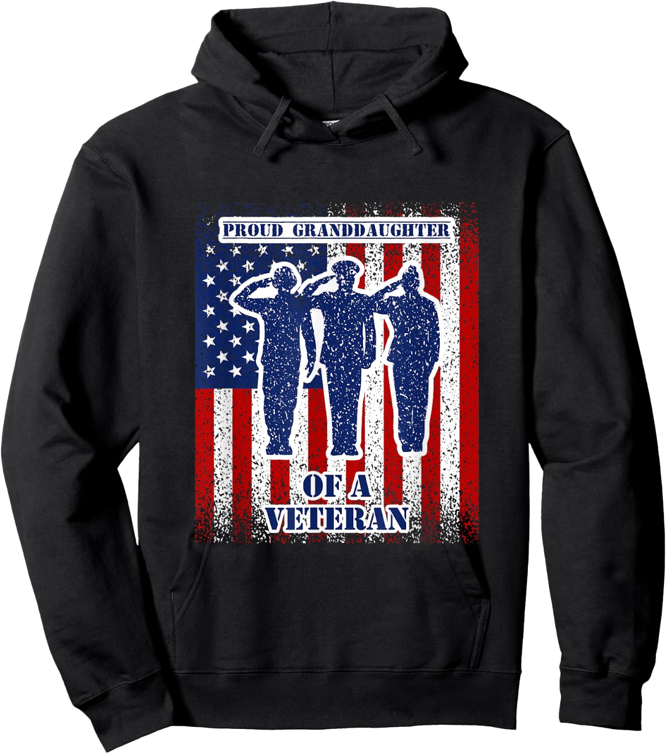 Proud Granddaughter of a Veteran US Flag Apparel Hoodie - Hoodie | Black