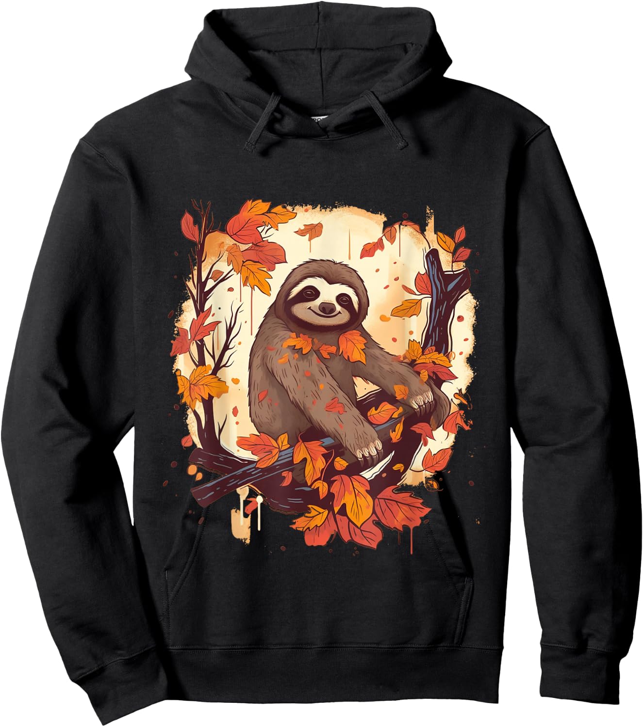Sloth Fall Leaves Thanksgiving Day Animal Men Women Kids Hoodie - Hoodie | Black