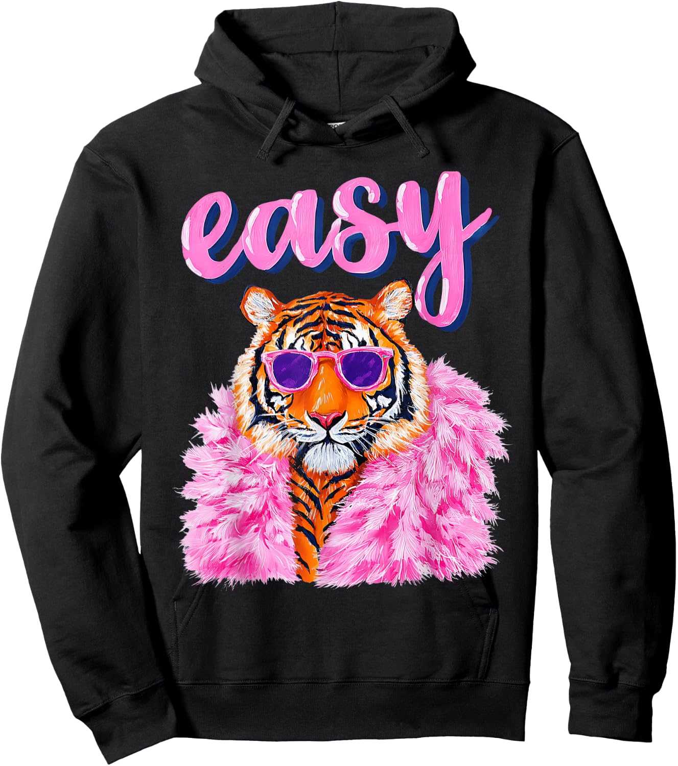 Easy Tiger Funky Glasses Pink Fur Coat Hoodie - Hoodie | Black