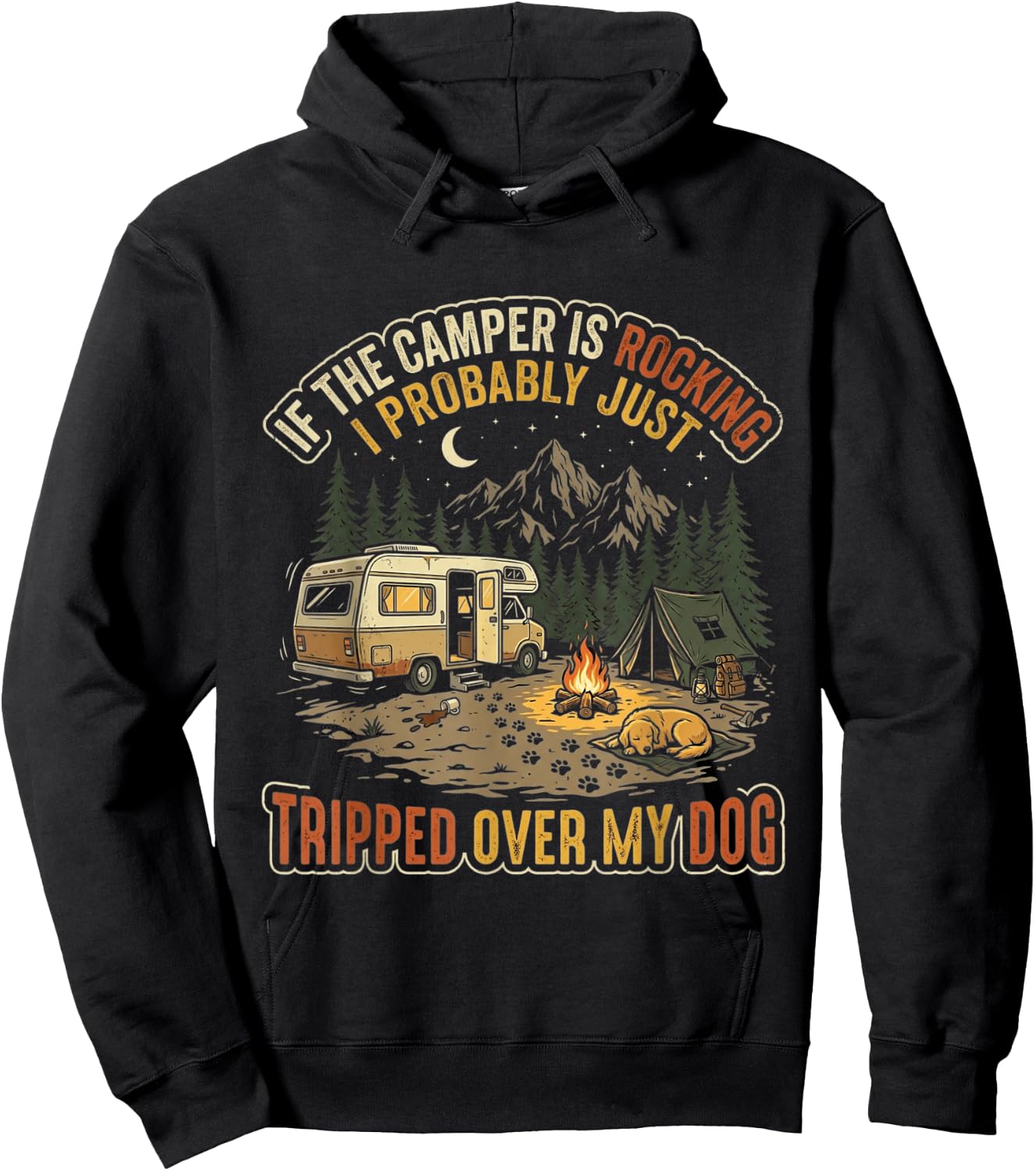 If The Camper is Rocking Funny Dog Camping Hoodie - Hoodie | Black