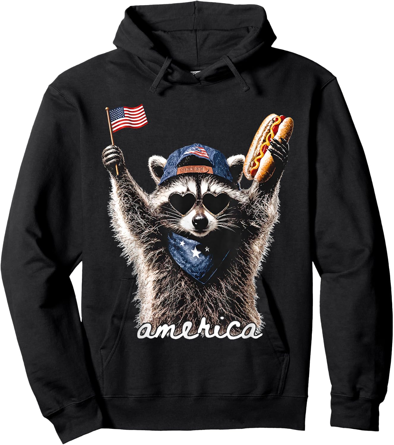 America Patriotic Raccoon Hoodie - Hoodie | Black