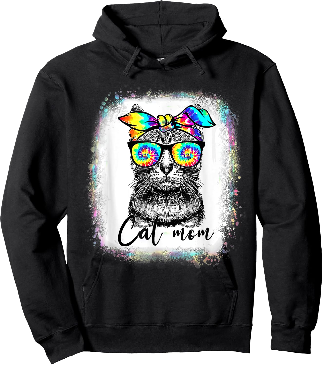 Best Cat Mom Ever Tie Dye Cat Mommy Mother's Day Catmother Women Hoodie - Hoodie | Black
