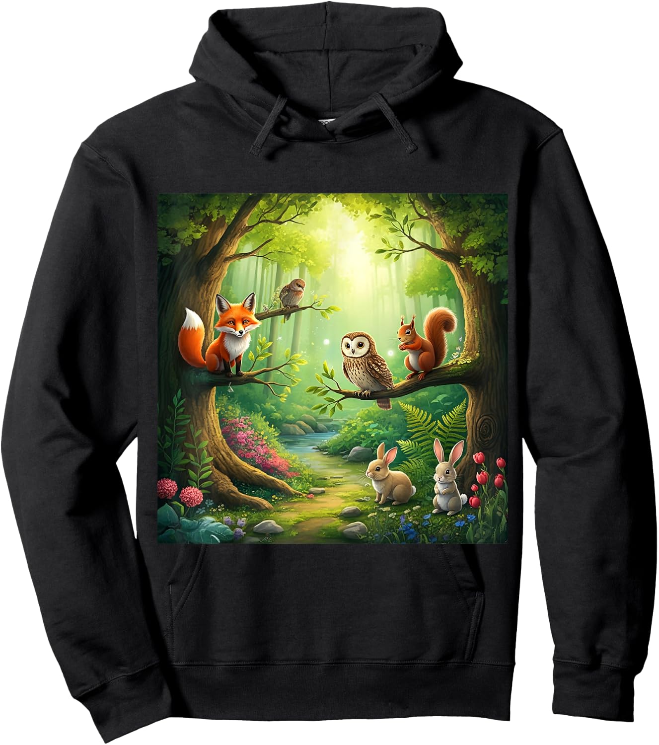 Enchanted Forest Friends Hoodie - Hoodie | Black