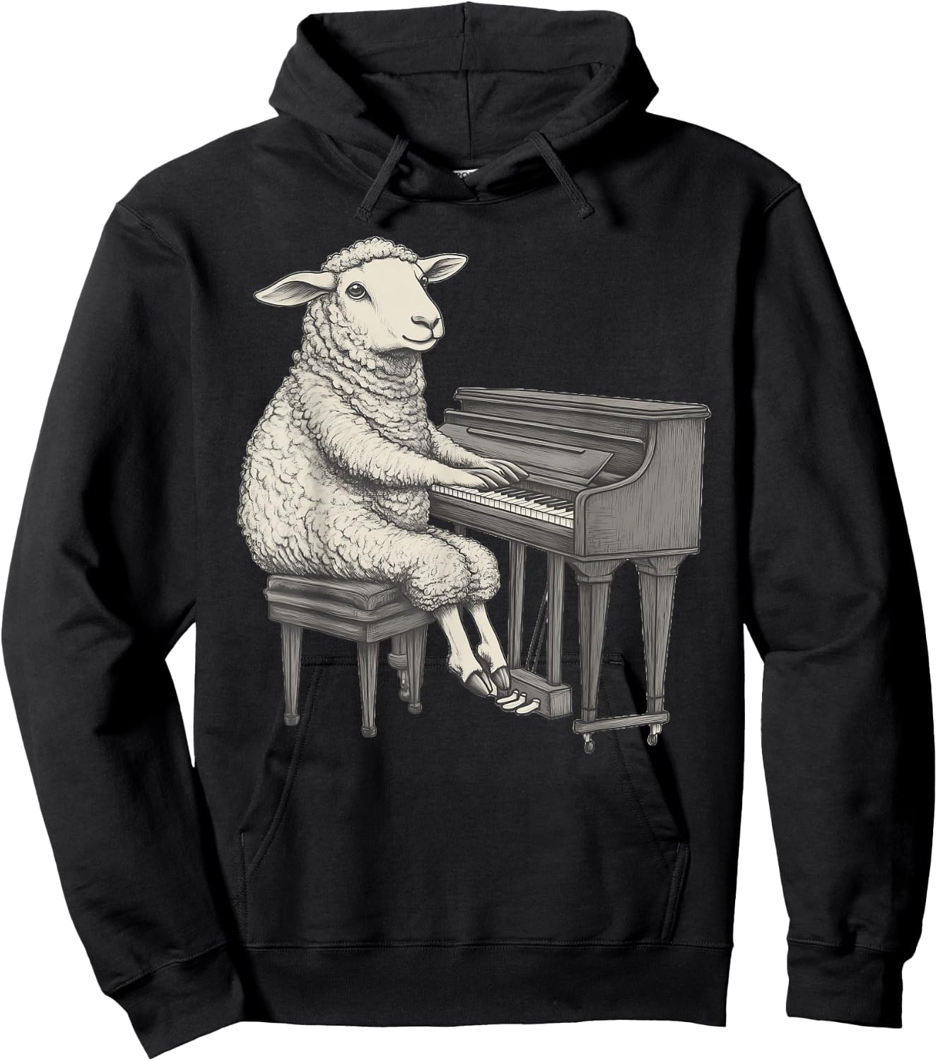 Cute Sheep Playing Piano Musician Music Hoodie - Hoodie | Black