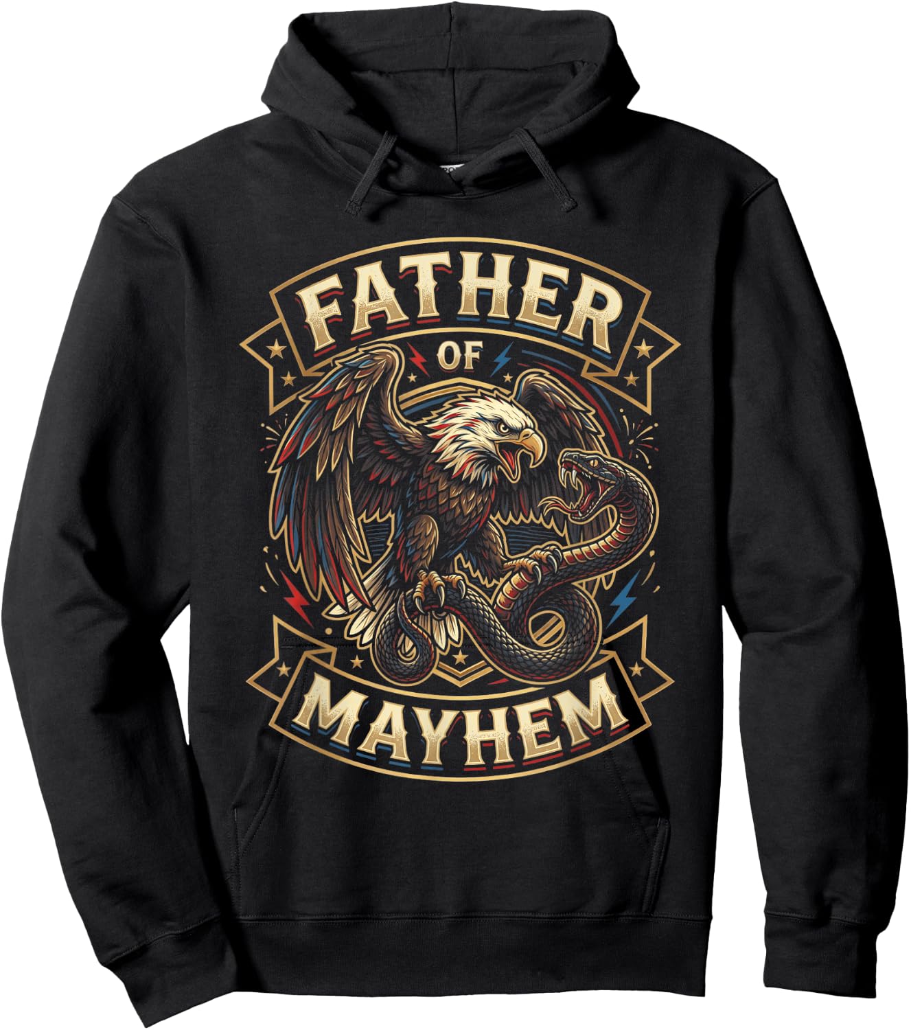 Men Dad Funny Father's Day USA Eagle Father of Mayhem Hoodie - Hoodie | Black