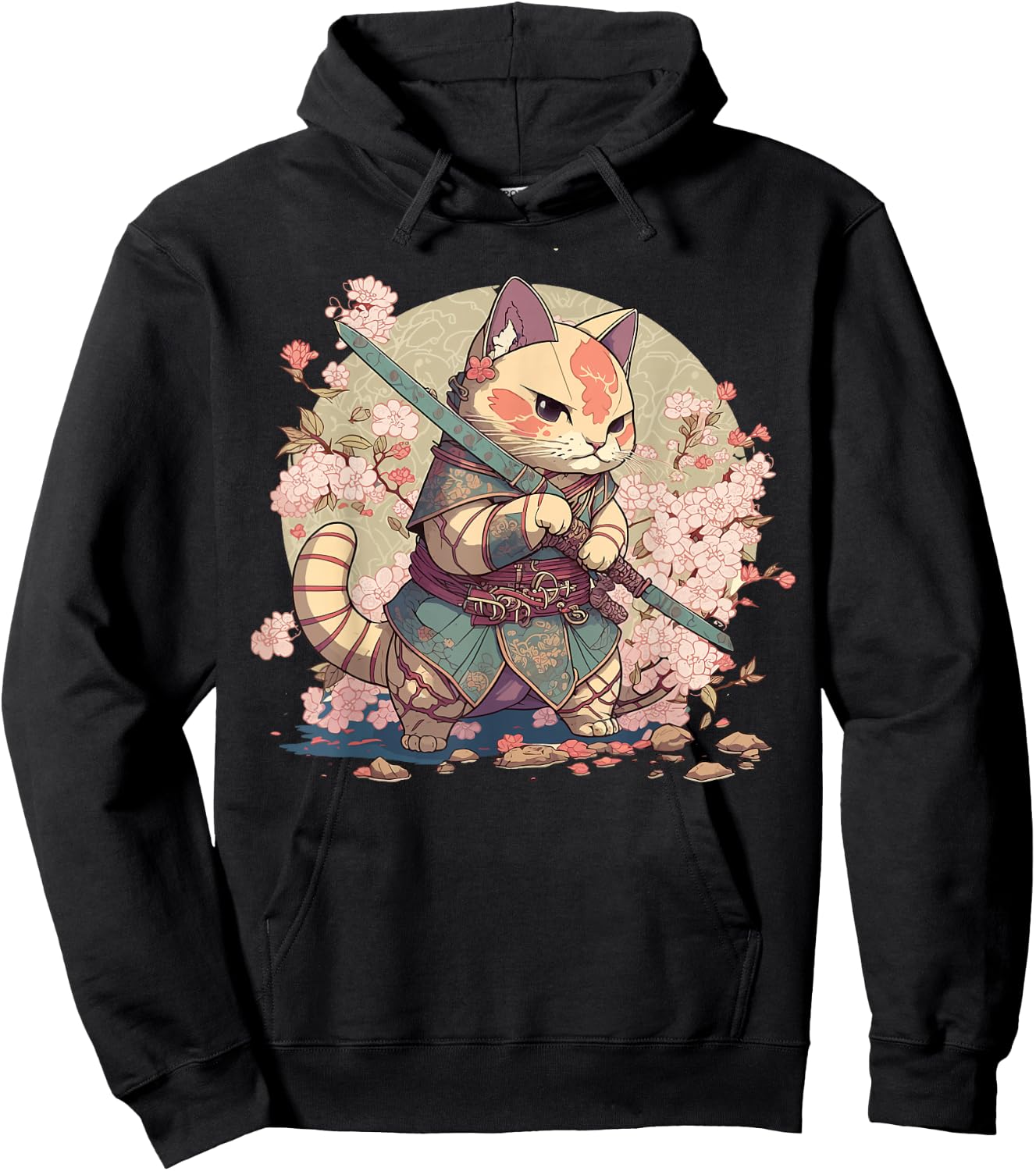 Samurai Cat Warrior Japanische Ninja Katze Kawaii Hoodie - Hoodie | Black