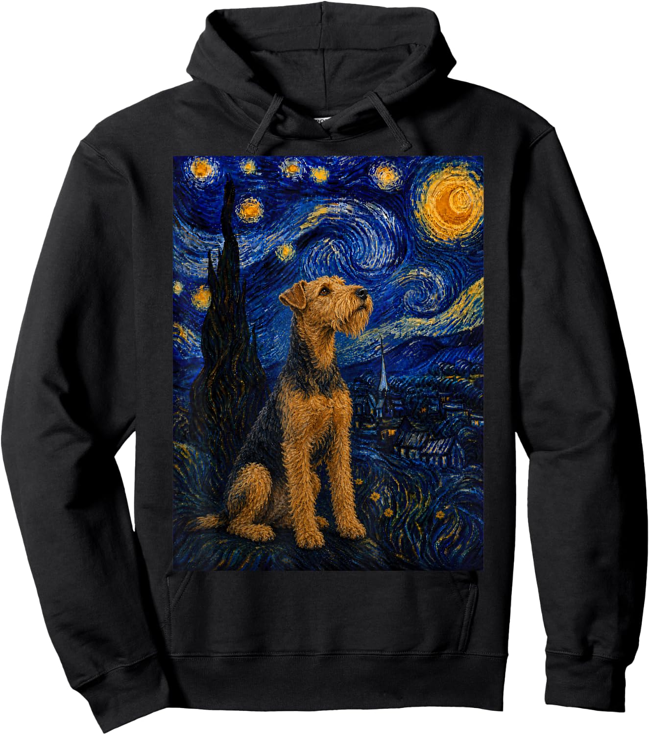 Welsh Terrier Dog Van Gogh Starry Night Hoodie - Hoodie | Black