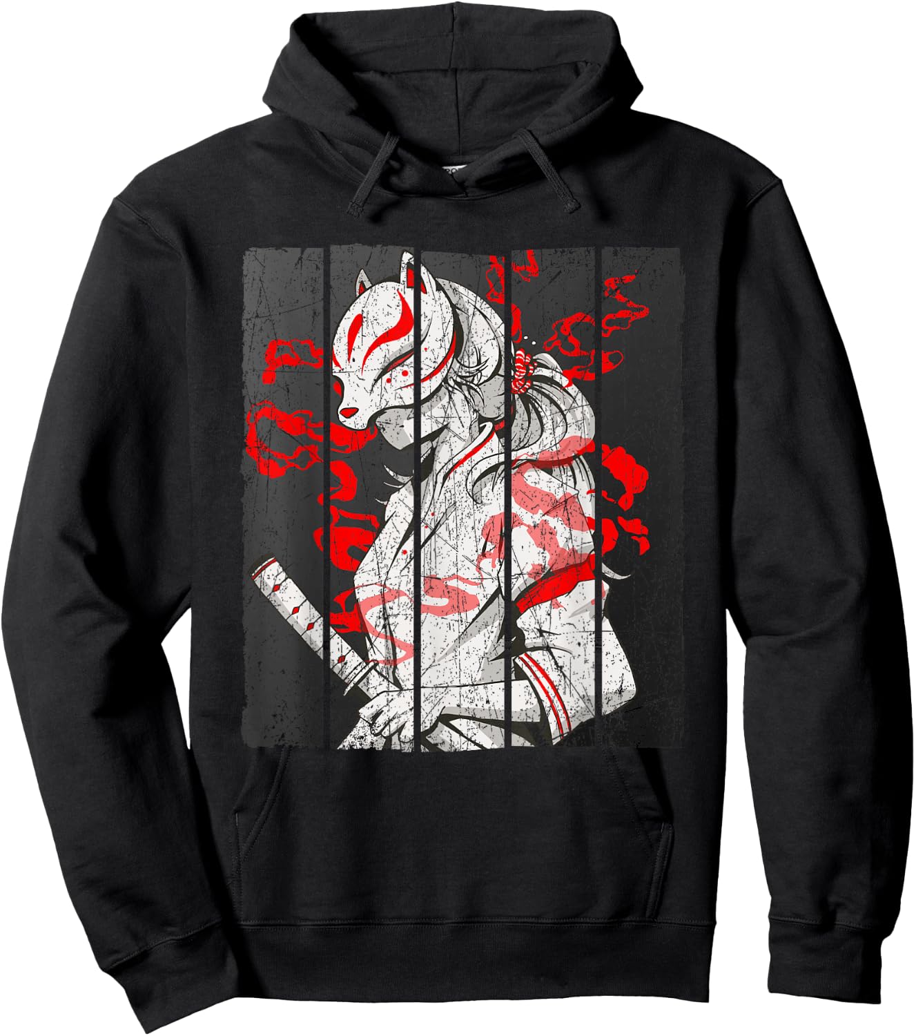 Japanese Mask Fox Aesthetic Kitsune Inari Oni Anime Hoodie - Hoodie | Black