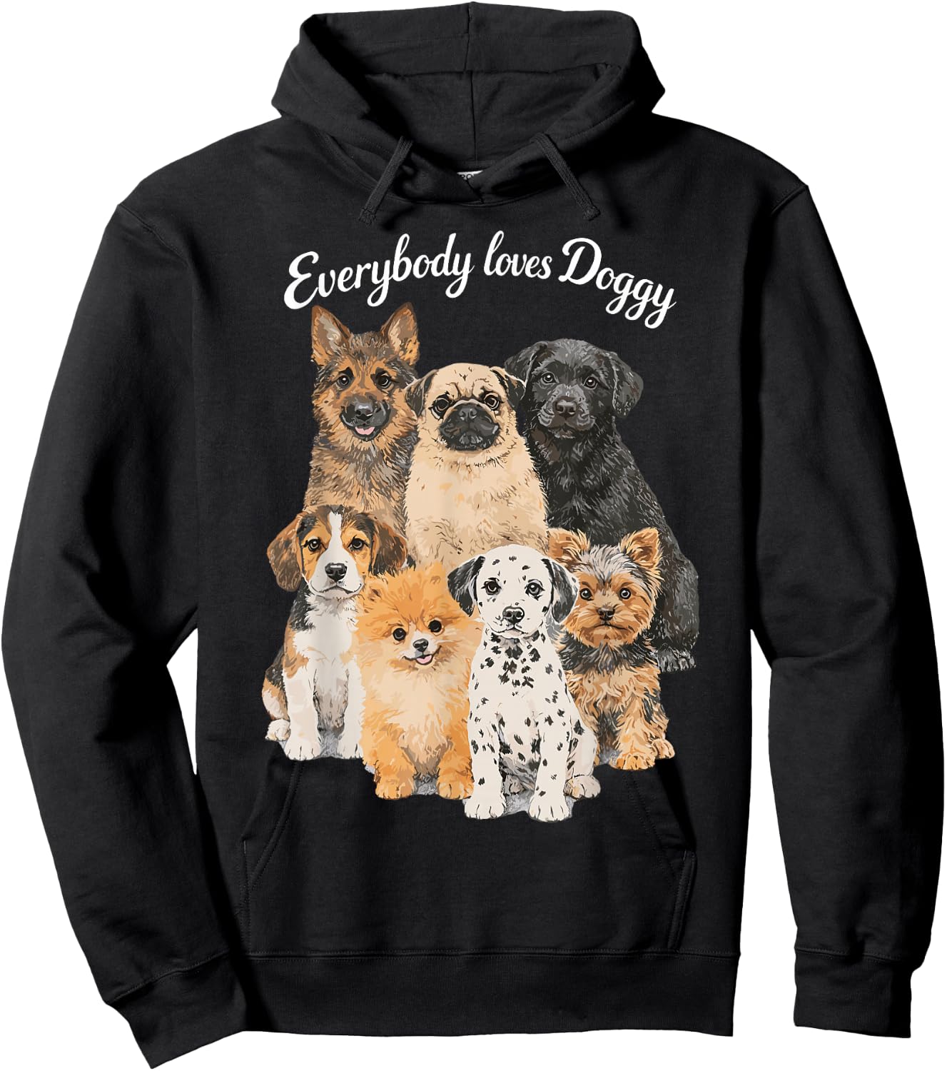Everybody Loves Doggy - Hund Lustig Hundeliebhaber Hunde Hoodie - Hoodie | Black