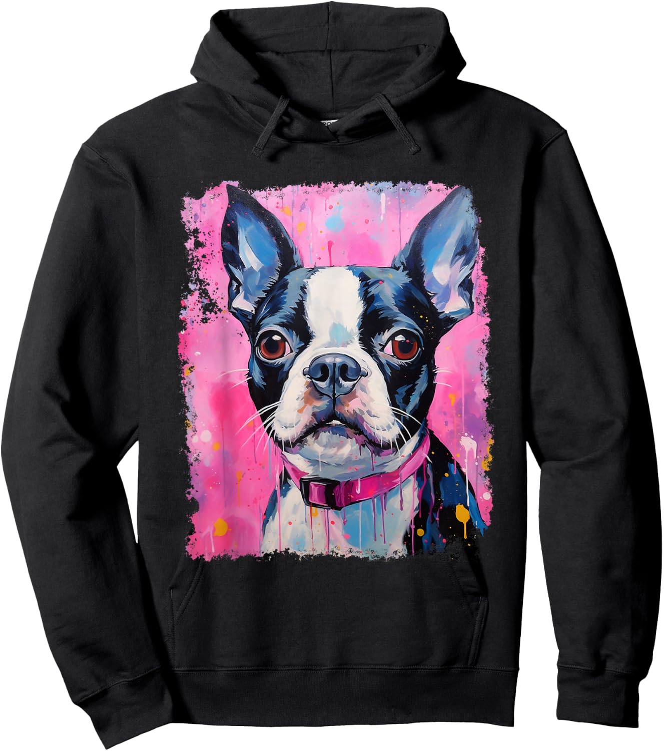 Dog Pink Boston Terrier Hoodie - Hoodie | Black