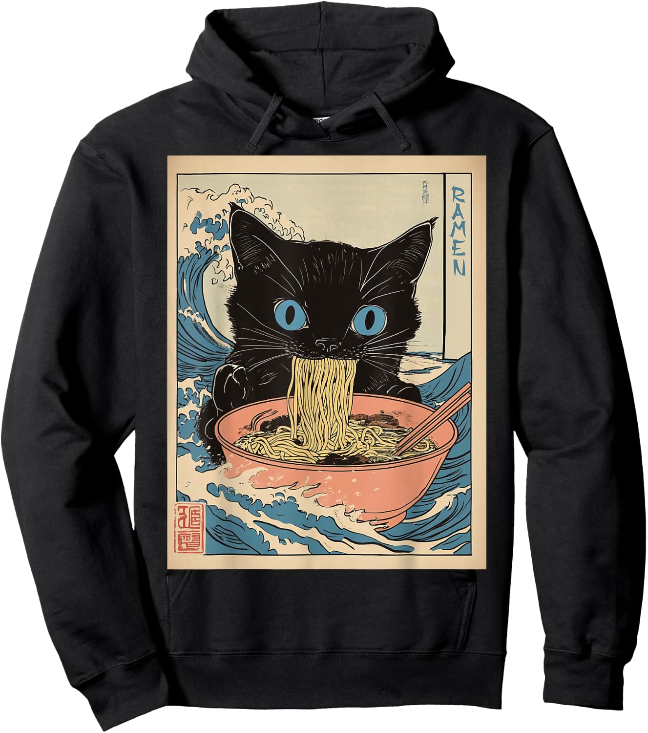 Kawaii Noodles Soup Anime Japanese Ramen Cat Teens Girls Hoodie - Hoodie | Black