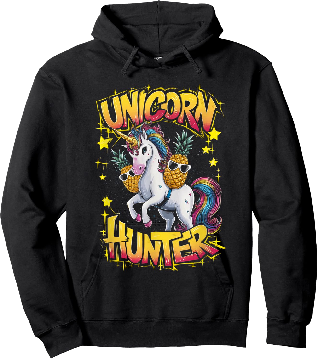 Funny Unicorn Hunter Upside Down Pineapple Swinger Party Hoodie - Hoodie | Black